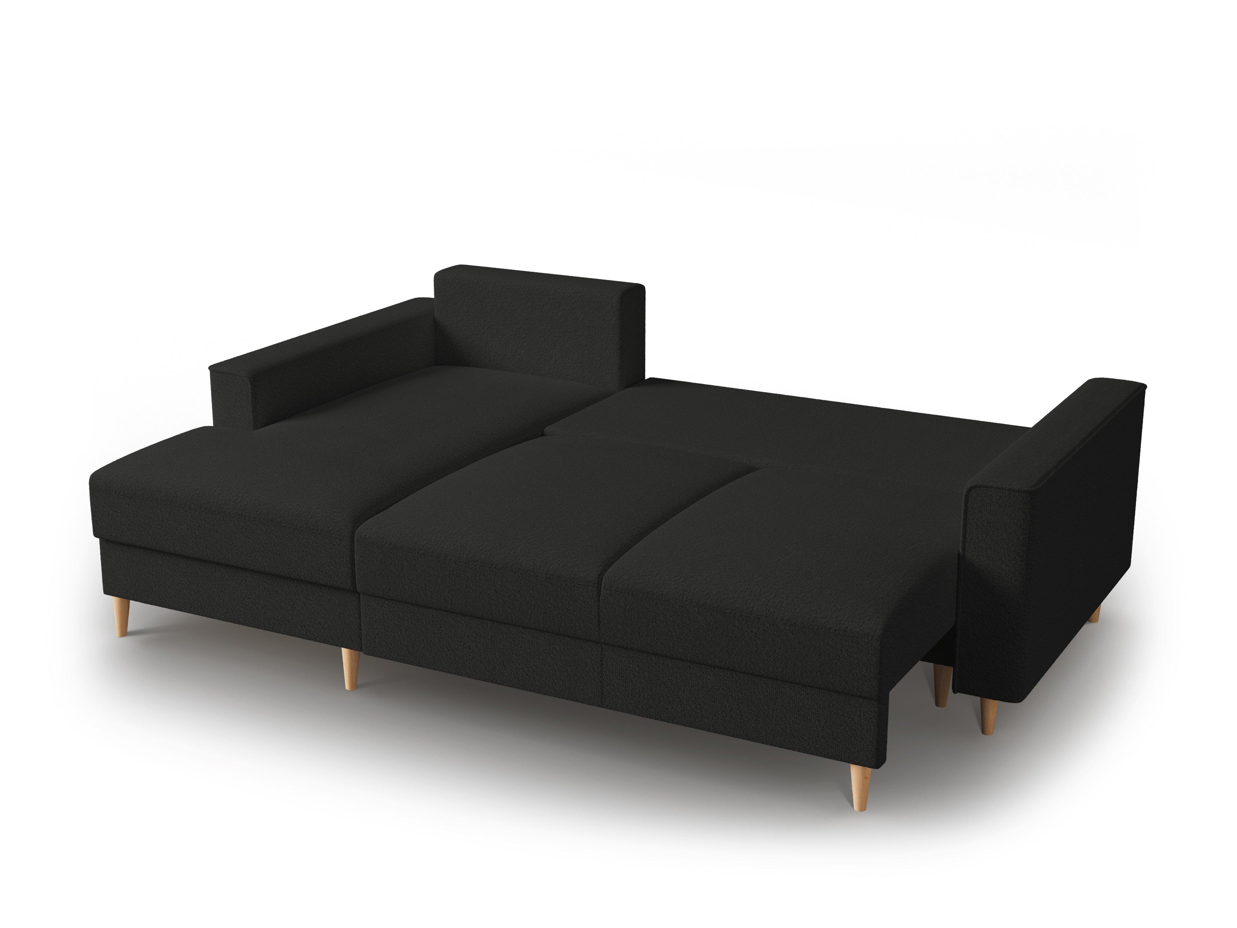 Narożnik lewostronny w tkaninie boucle z funkcją spania CARTADERA czarny Mazzini Sofas    Eye on Design