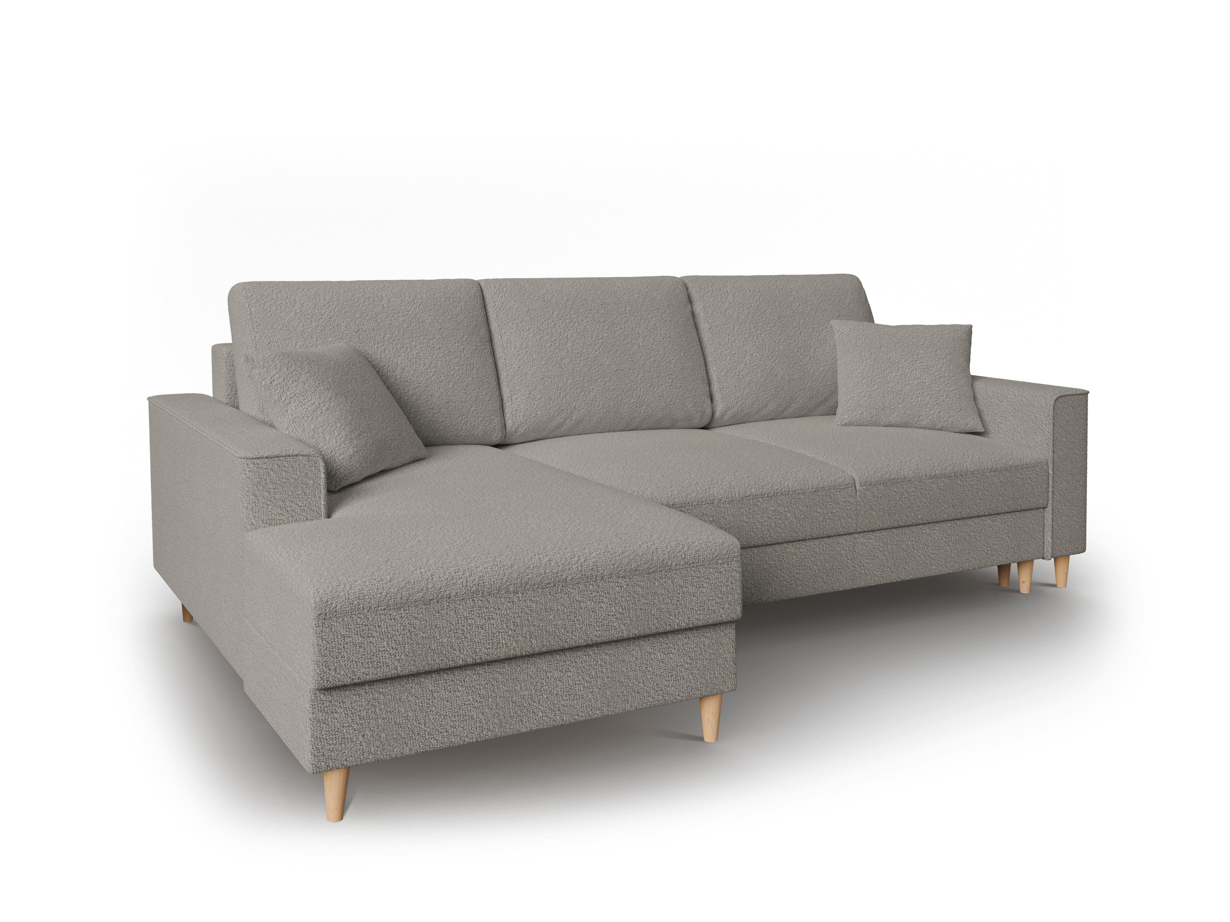 Narożnik lewostronny w tkaninie boucle z funkcją spania CARTADERA szary Mazzini Sofas    Eye on Design