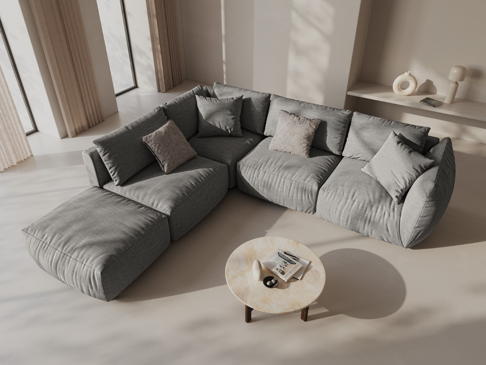Sofa modułowa CHRIS - element narożny szary szenil