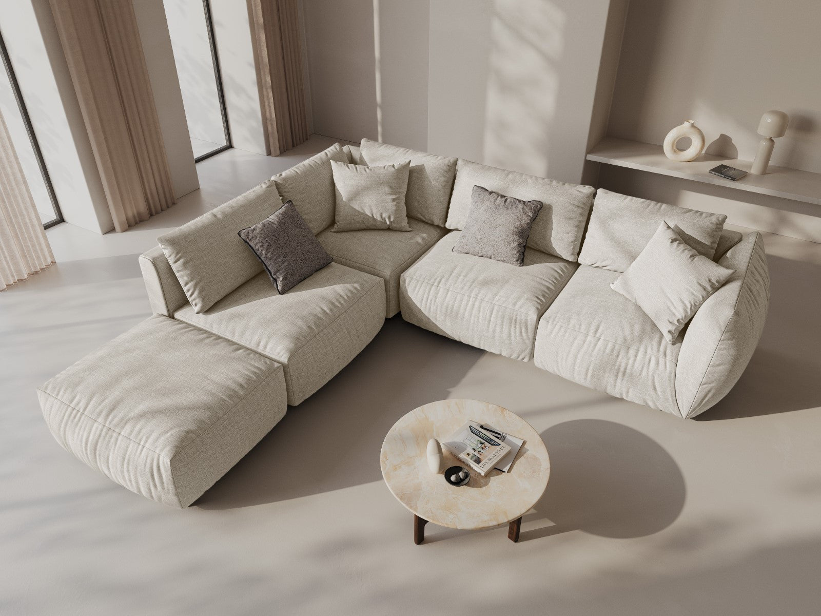 Sofa modułowa CHRIS - element narożny kremowy szenil