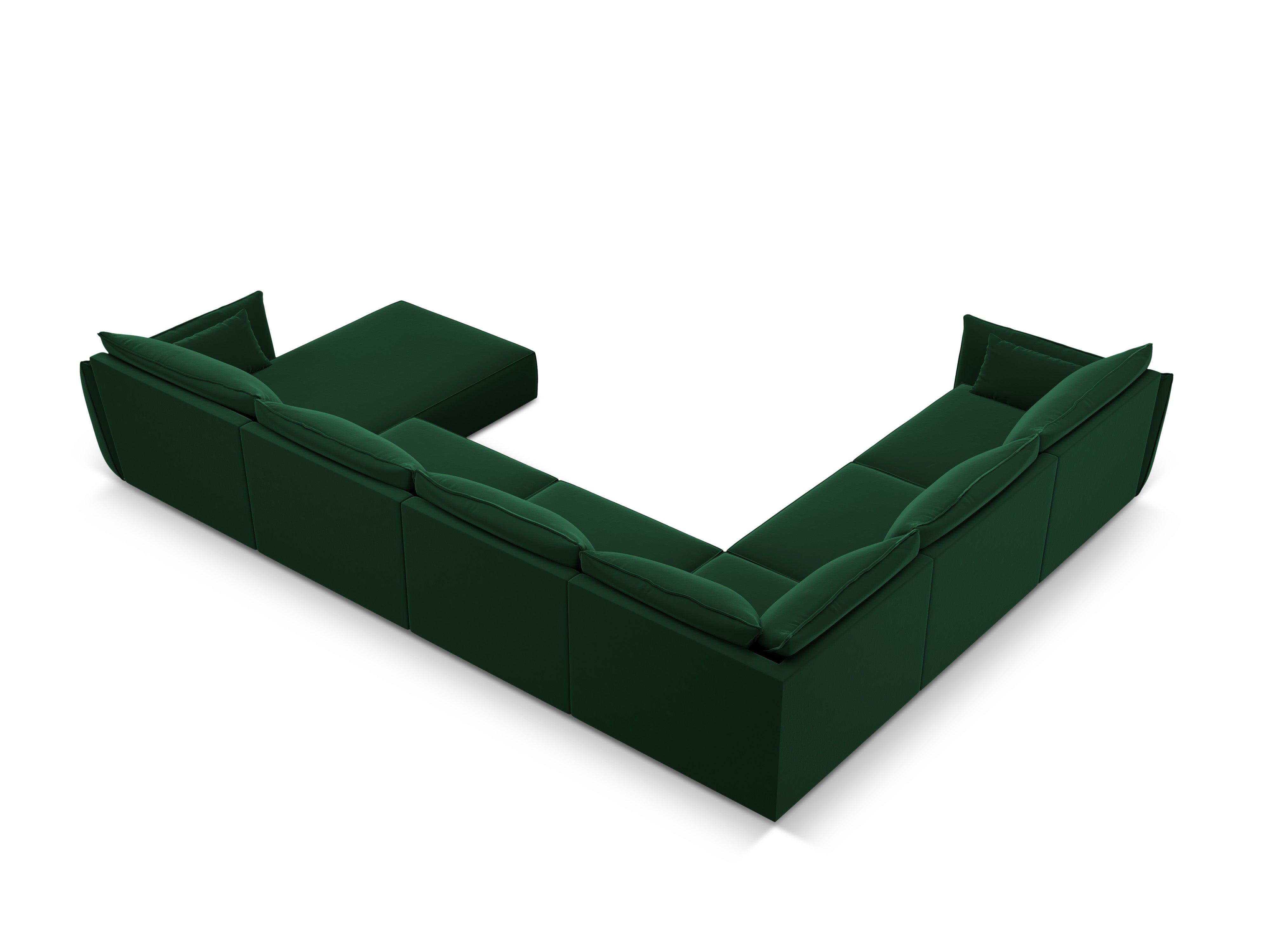 Narożnik panoramiczny aksamitny lewostronny VANDA butelkowa zieleń Mazzini Sofas    Eye on Design