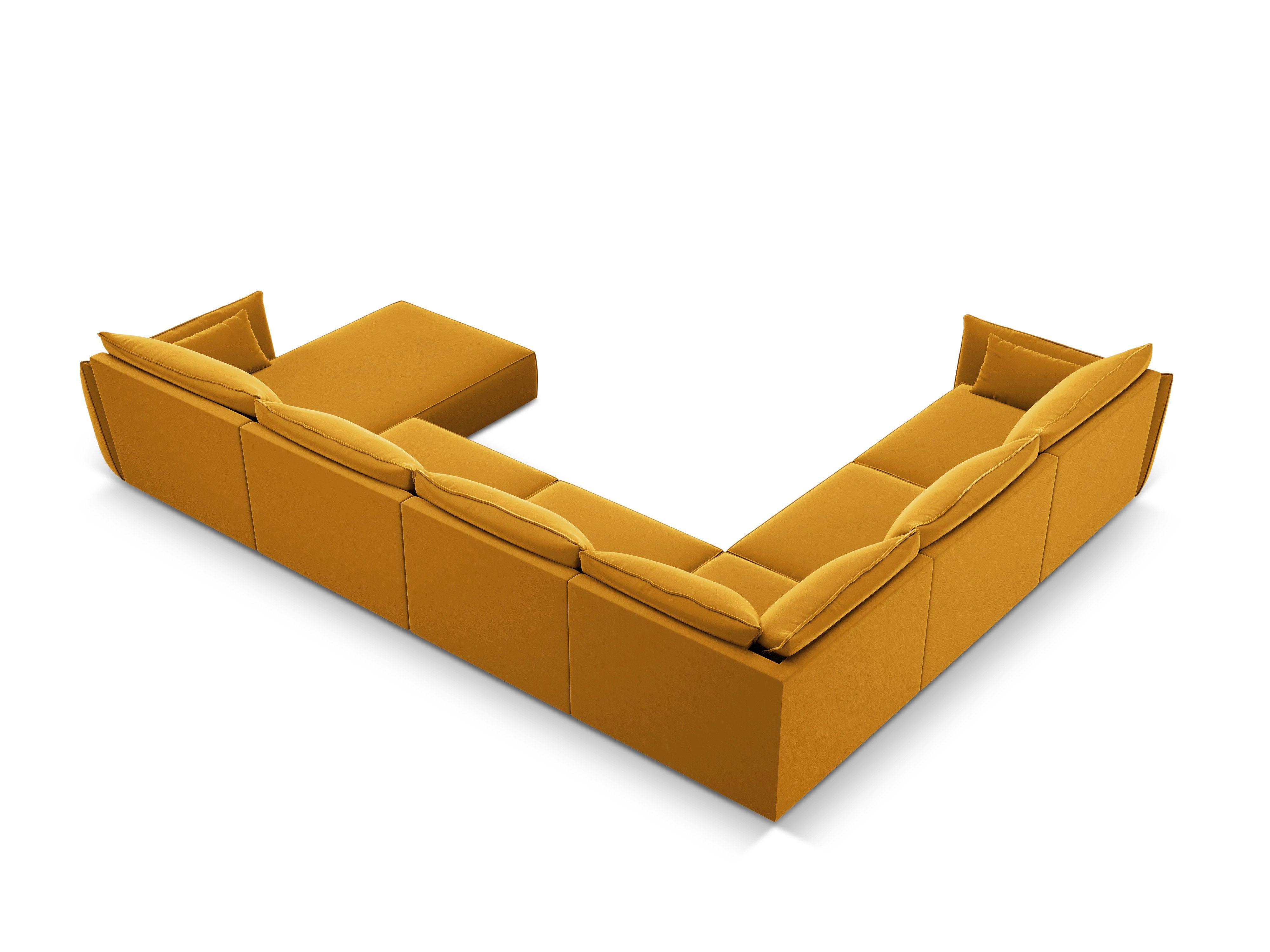 Narożnik panoramiczny aksamitny lewostronny VANDA musztardowy Mazzini Sofas    Eye on Design