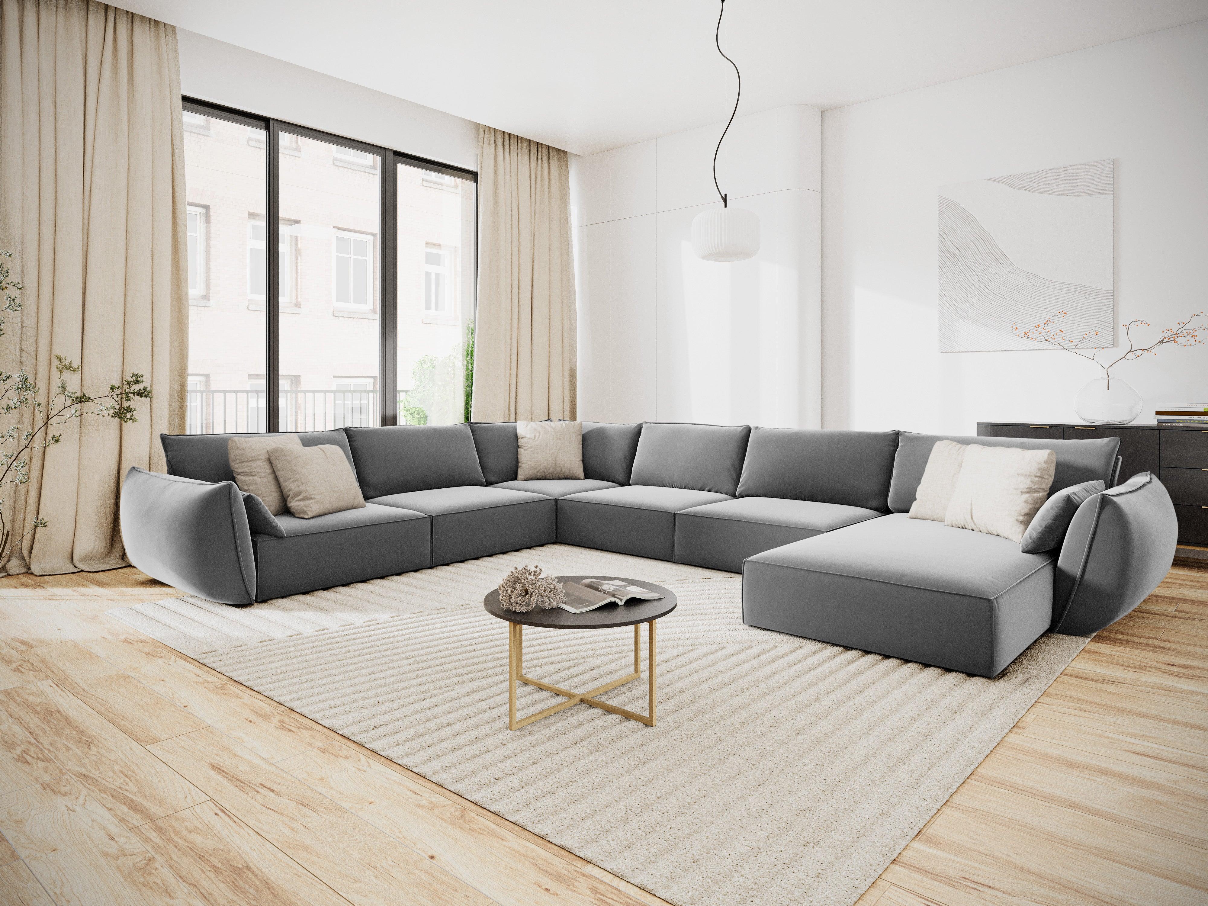 Narożnik panoramiczny aksamitny lewostronny VANDA szary Mazzini Sofas    Eye on Design