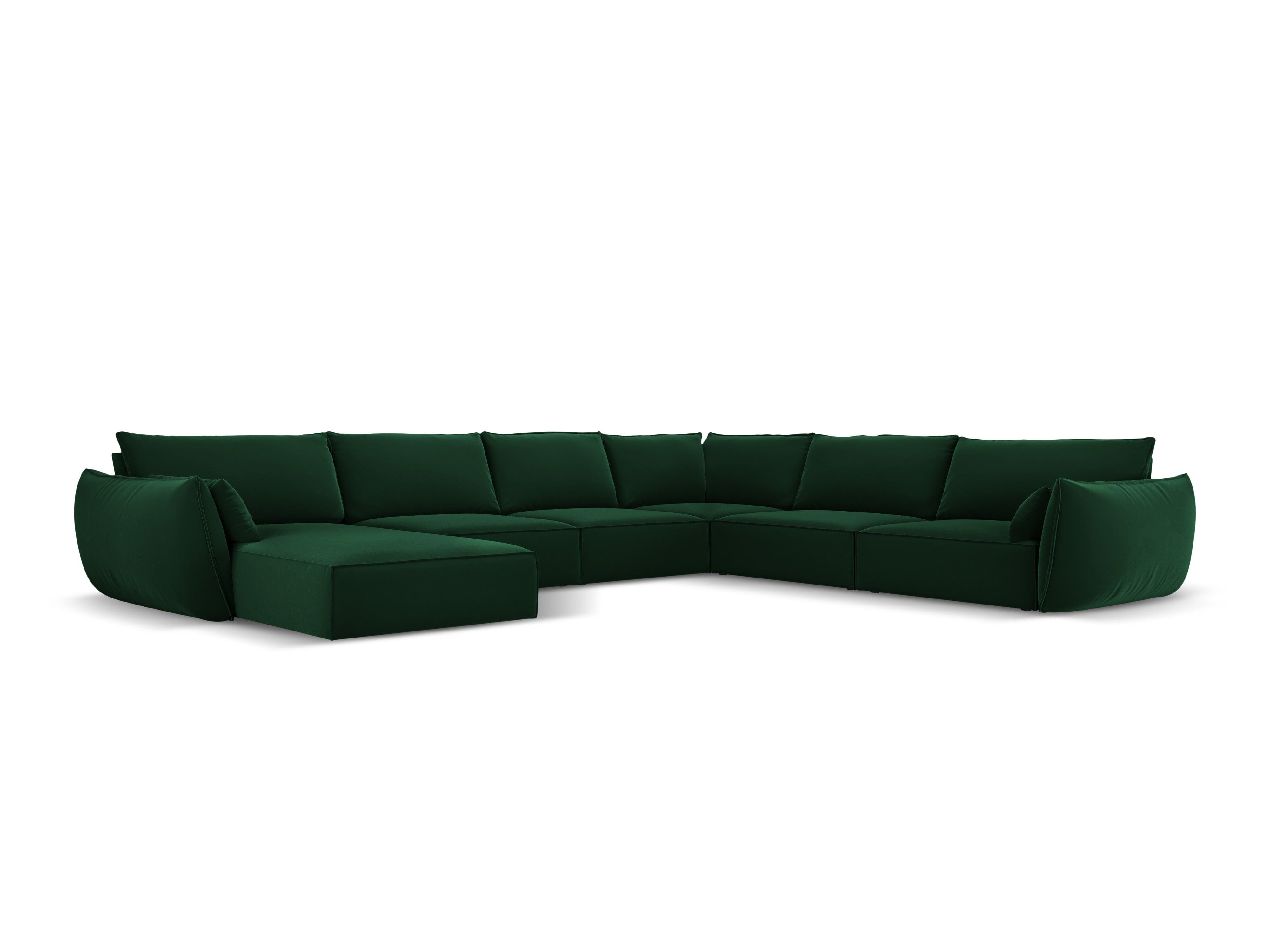 Narożnik panoramiczny aksamitny prawostronny VANDA butelkowa zieleń Mazzini Sofas    Eye on Design