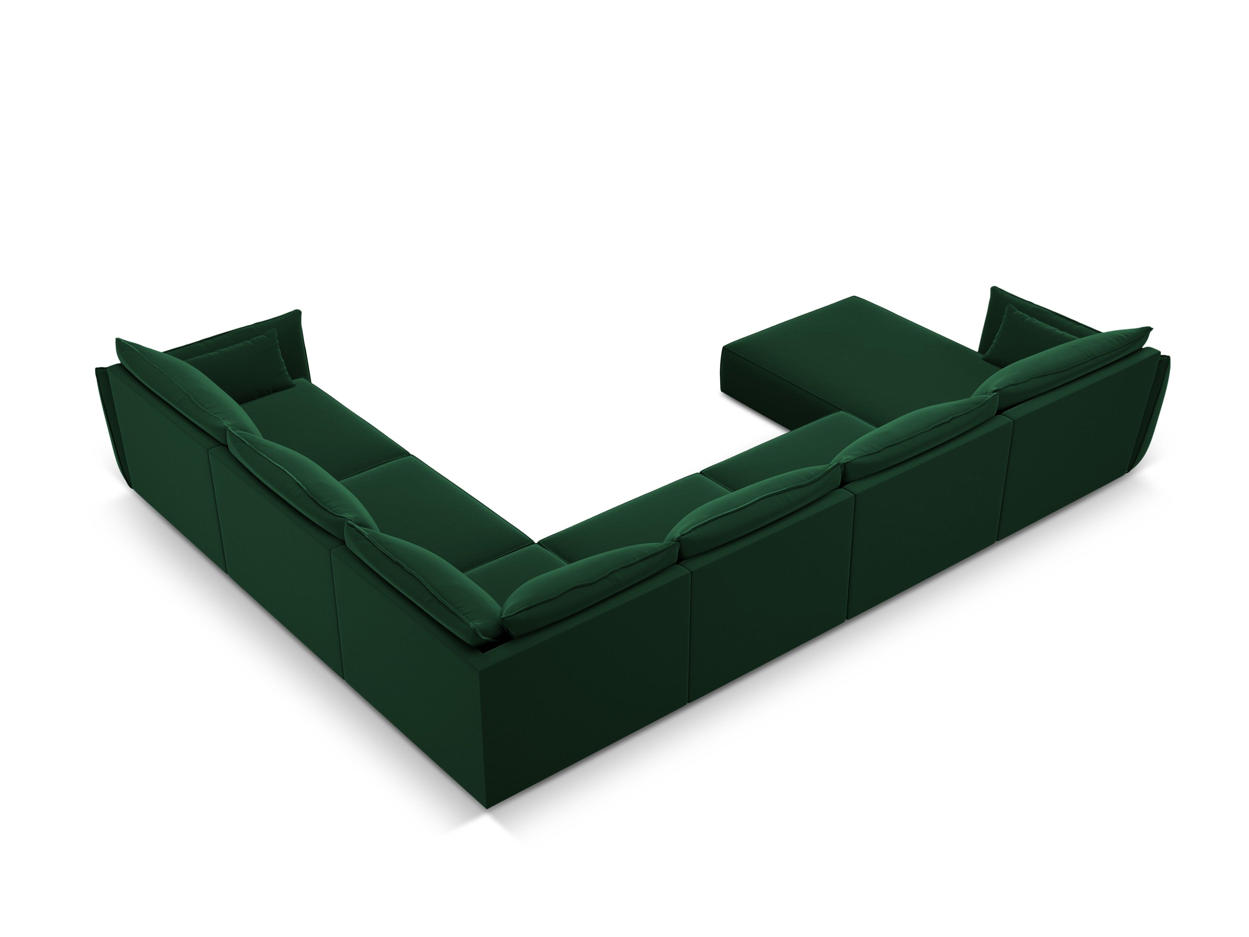 Narożnik panoramiczny aksamitny prawostronny VANDA butelkowa zieleń Mazzini Sofas    Eye on Design