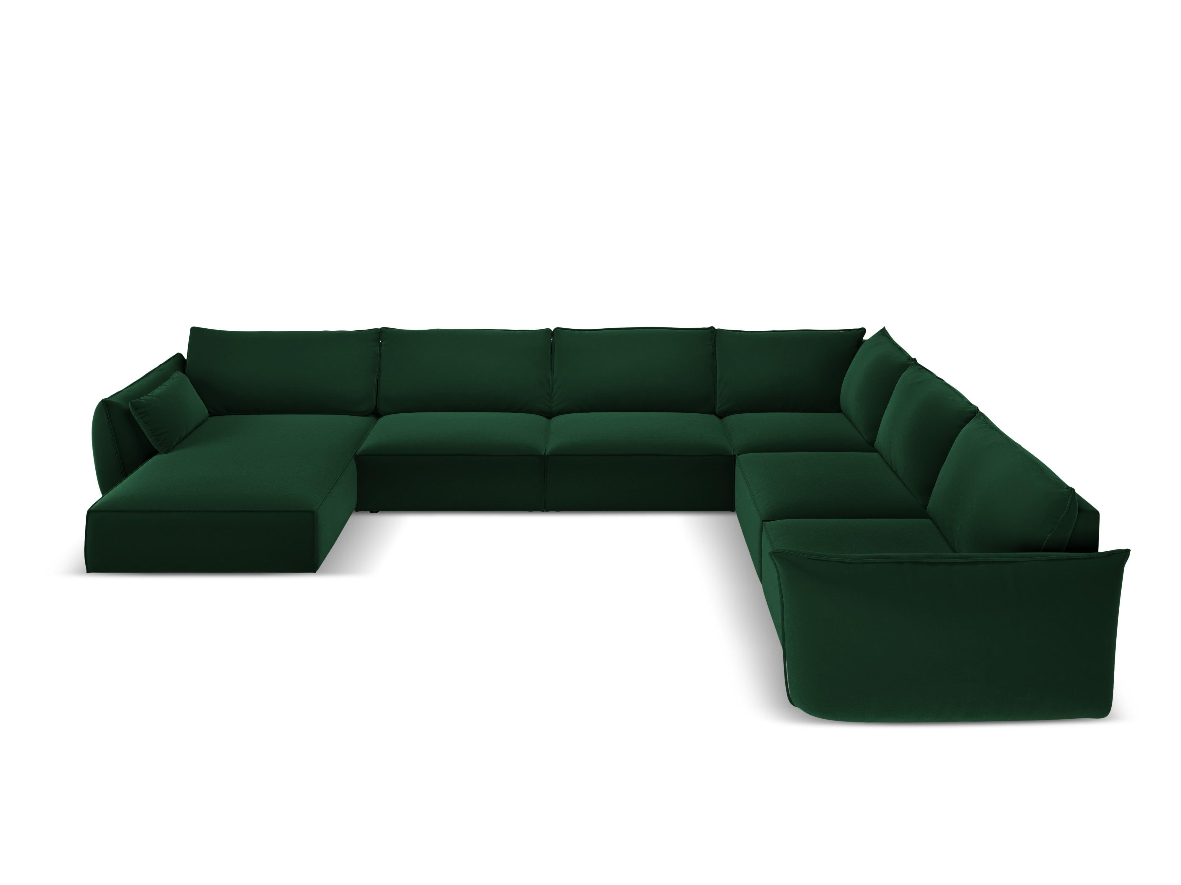 Narożnik panoramiczny aksamitny prawostronny VANDA butelkowa zieleń Mazzini Sofas    Eye on Design