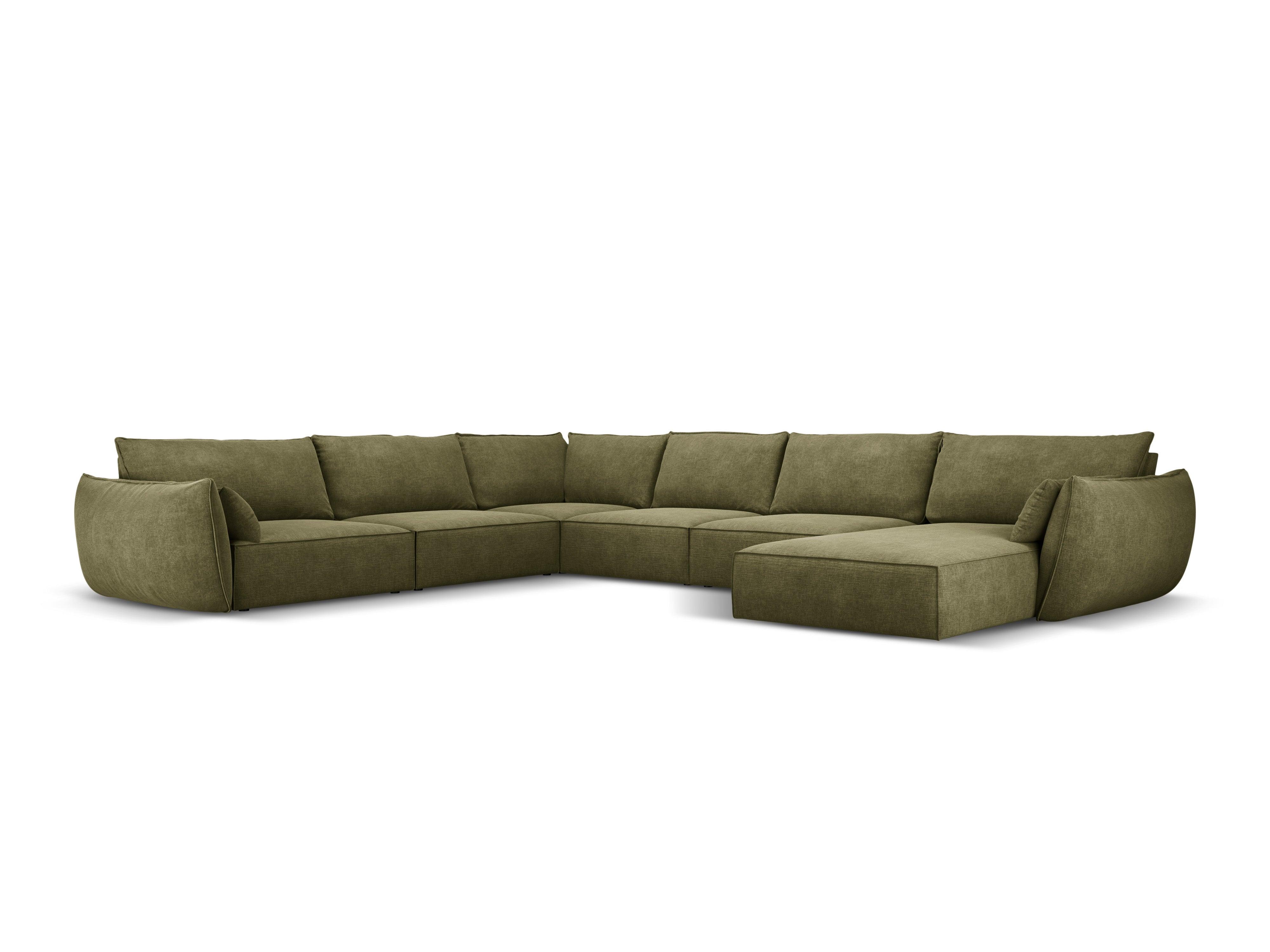 Narożnik panoramiczny w tkaninie szenilowej lewostronny VANDA zielony Mazzini Sofas    Eye on Design