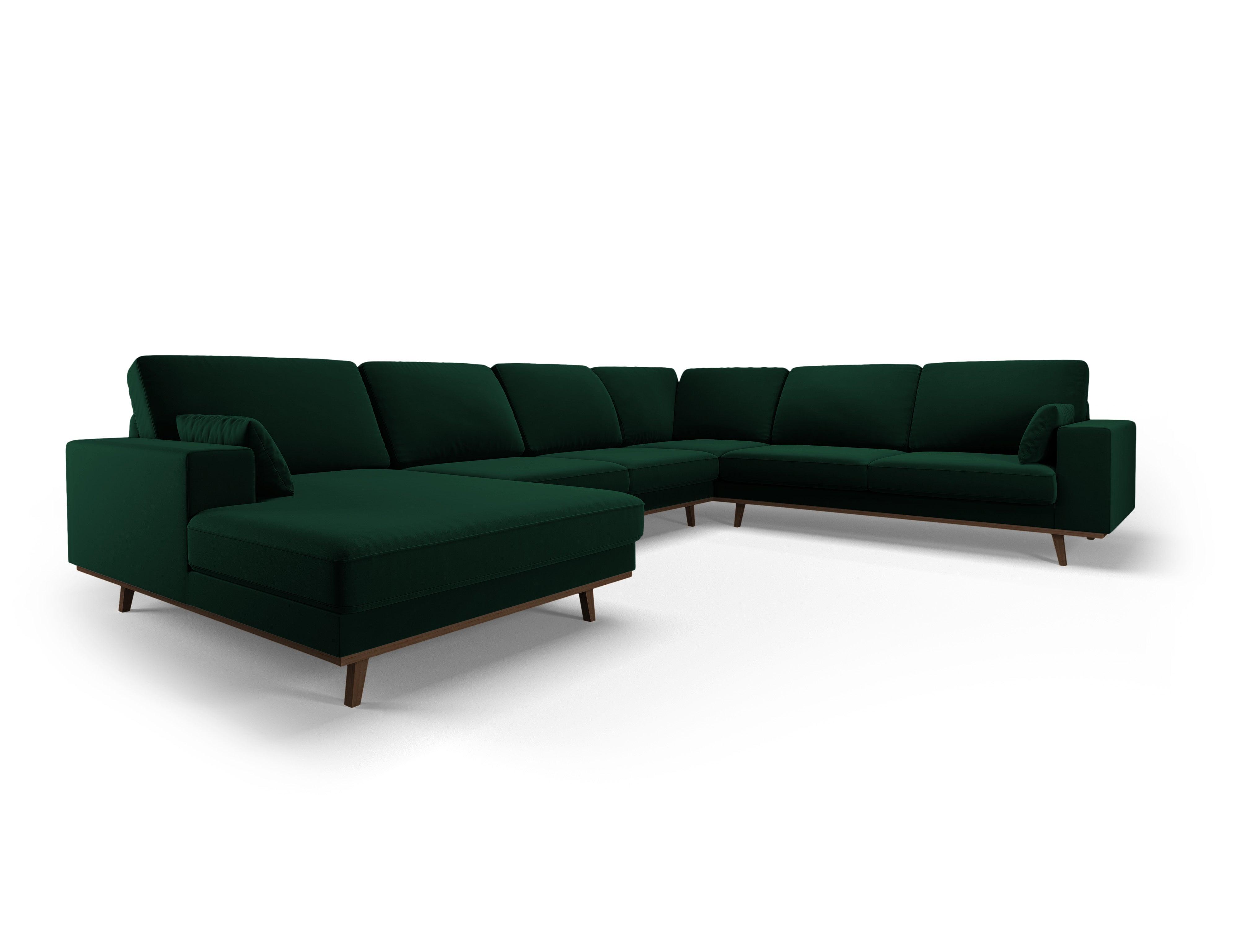 Narożnik prawostronny aksamitny panoramiczny HEBE butelkowa zieleń Mazzini Sofas    Eye on Design