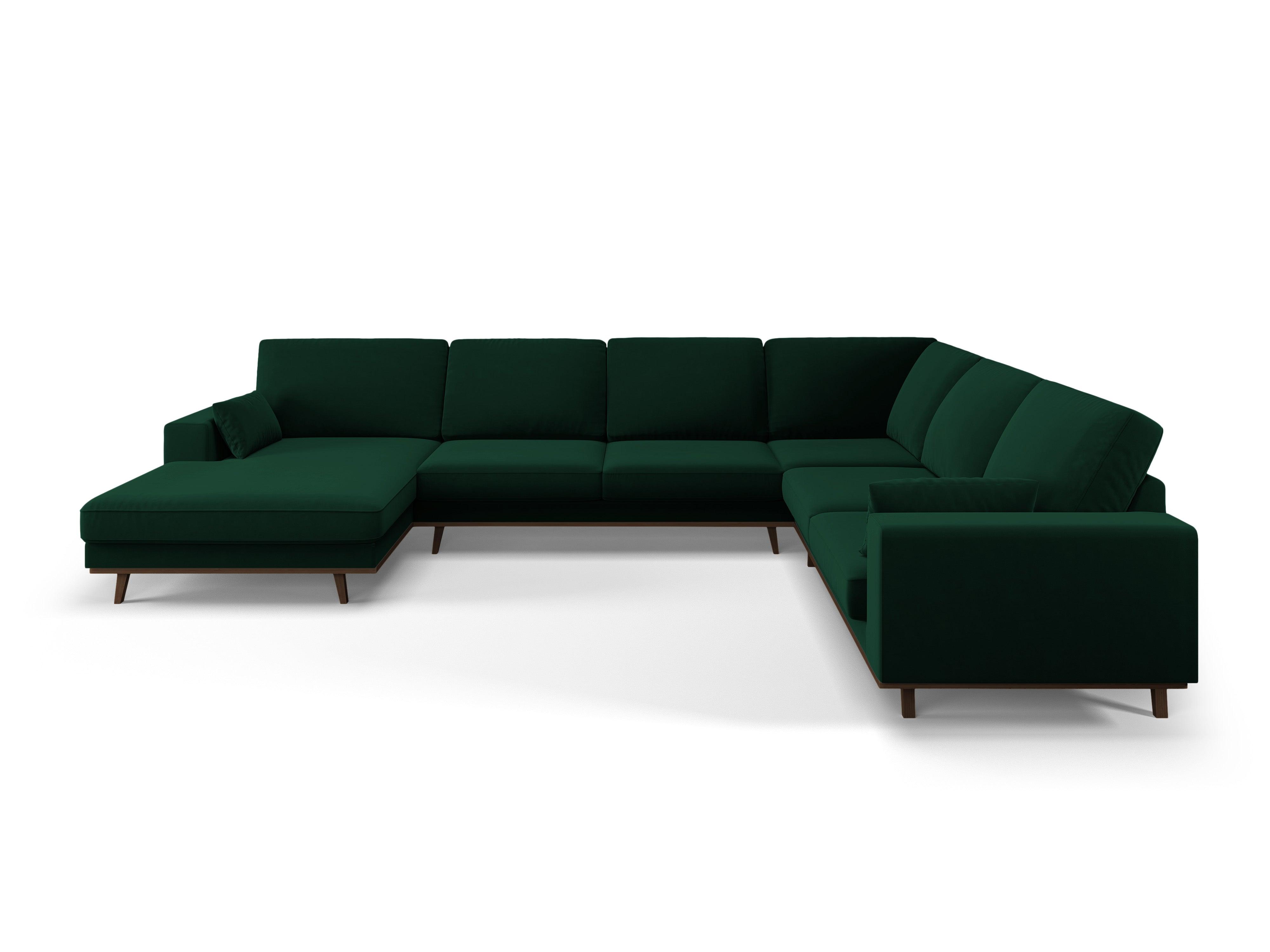 Narożnik prawostronny aksamitny panoramiczny HEBE butelkowa zieleń Mazzini Sofas    Eye on Design