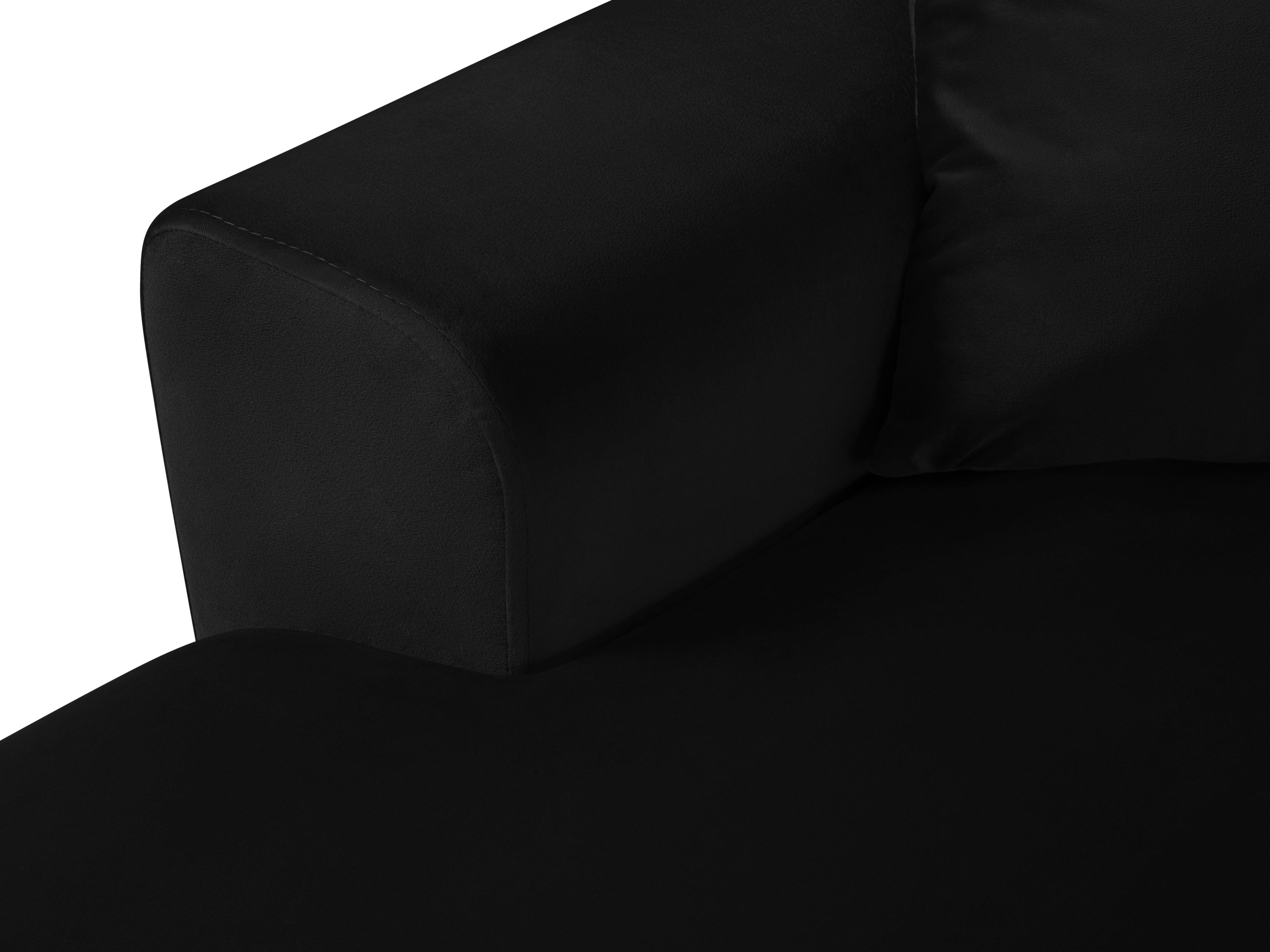 Narożnik prawostronny aksamitny panoramiczny z funkcją spania KYOTO czarny z czarną podstawą Cosmopolitan Design    Eye on Design