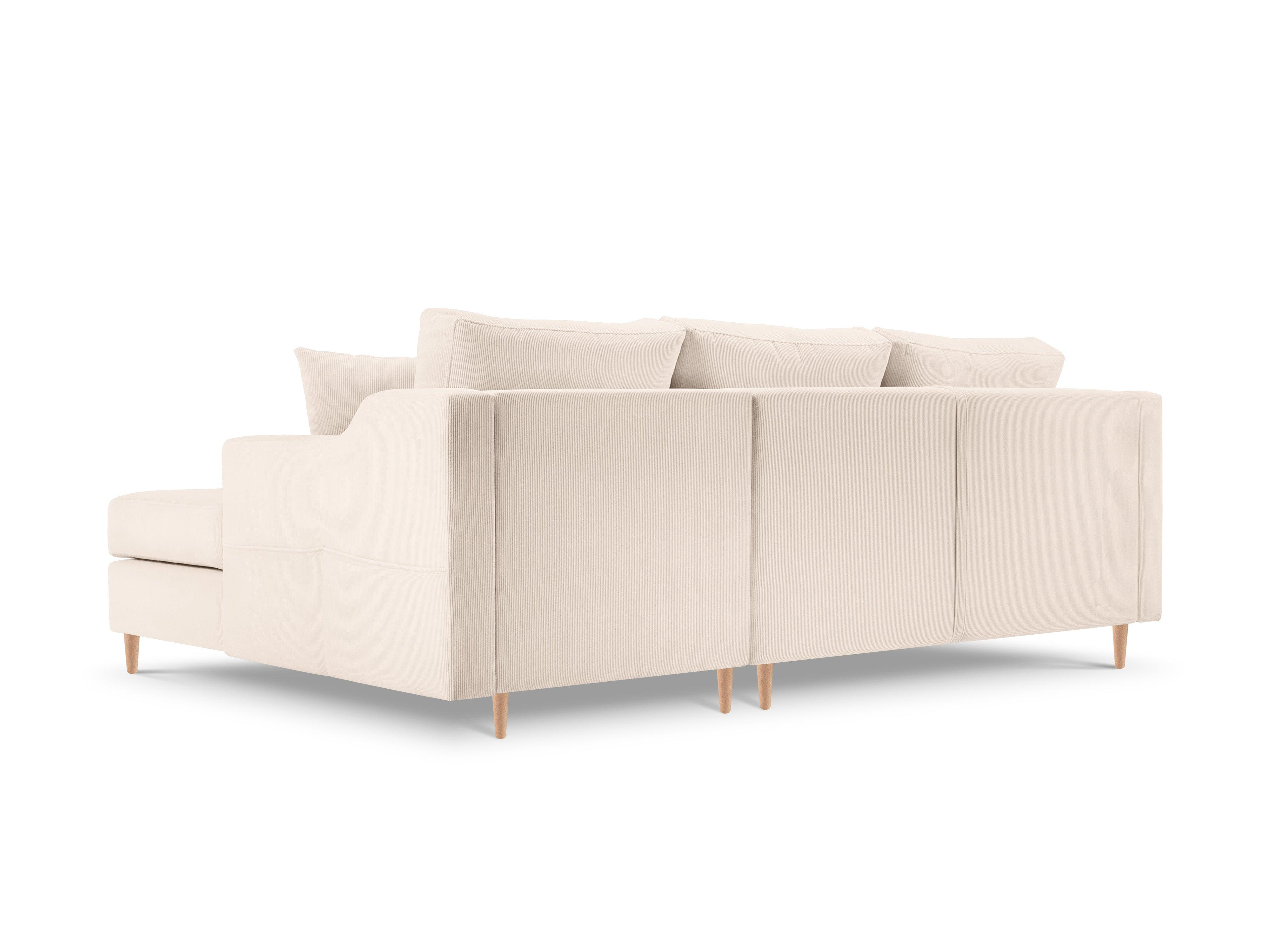 Narożnik prawostronny sztruksowy z funkcją spania ROSE beżowy Mazzini Sofas    Eye on Design