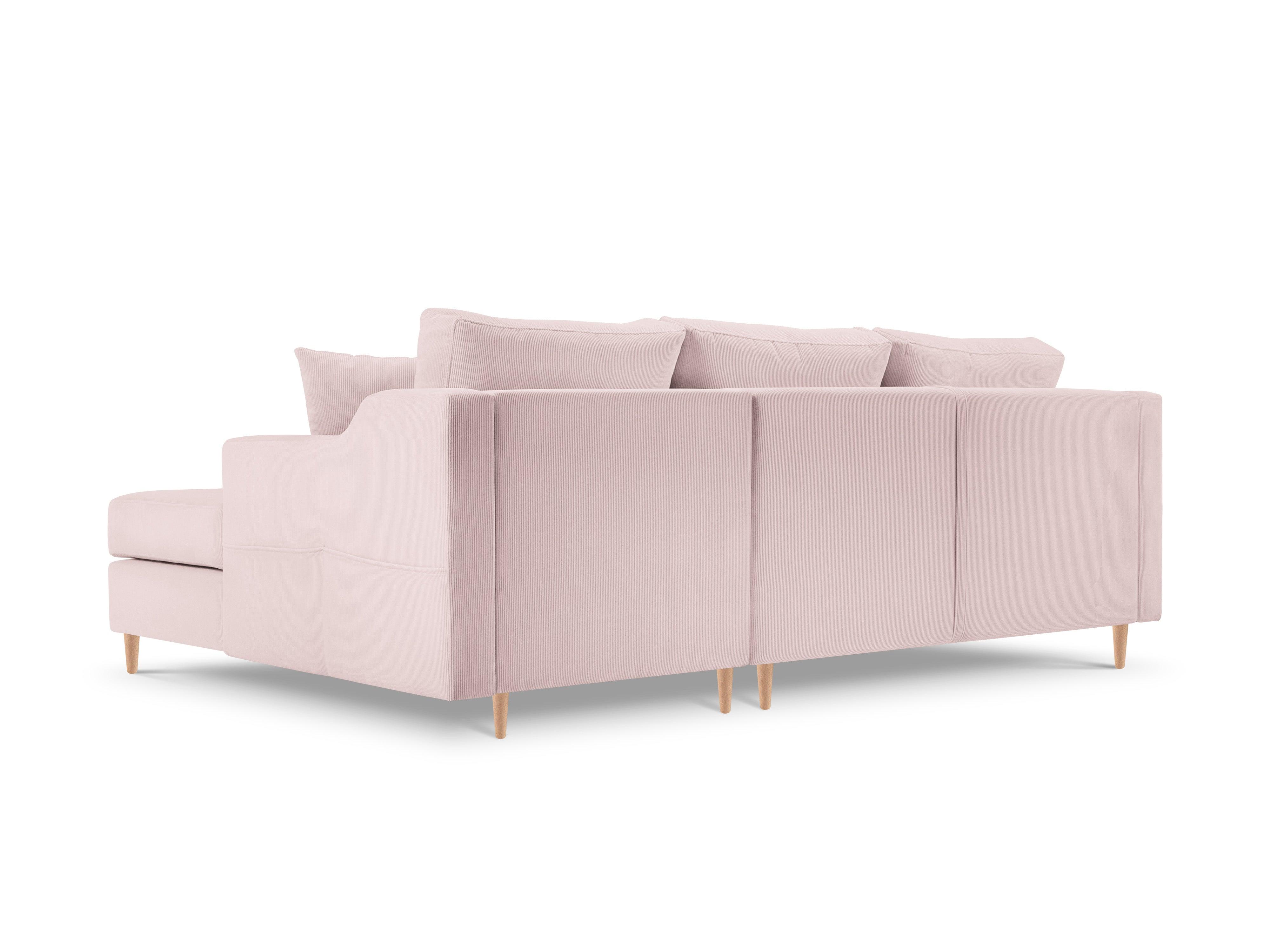 Narożnik prawostronny  sztruksowy z funkcją spania ROSE różowy Mazzini Sofas    Eye on Design