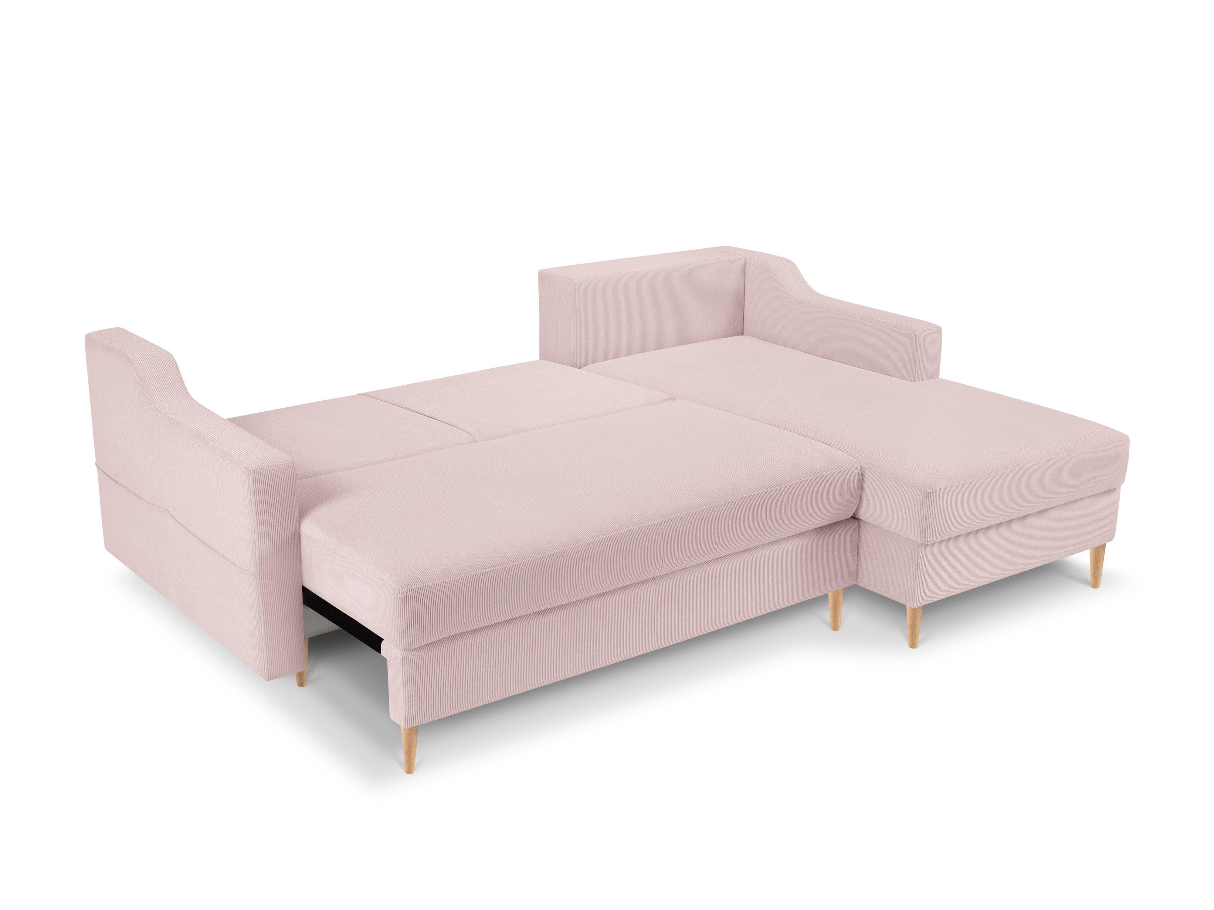 Narożnik prawostronny  sztruksowy z funkcją spania ROSE różowy Mazzini Sofas    Eye on Design