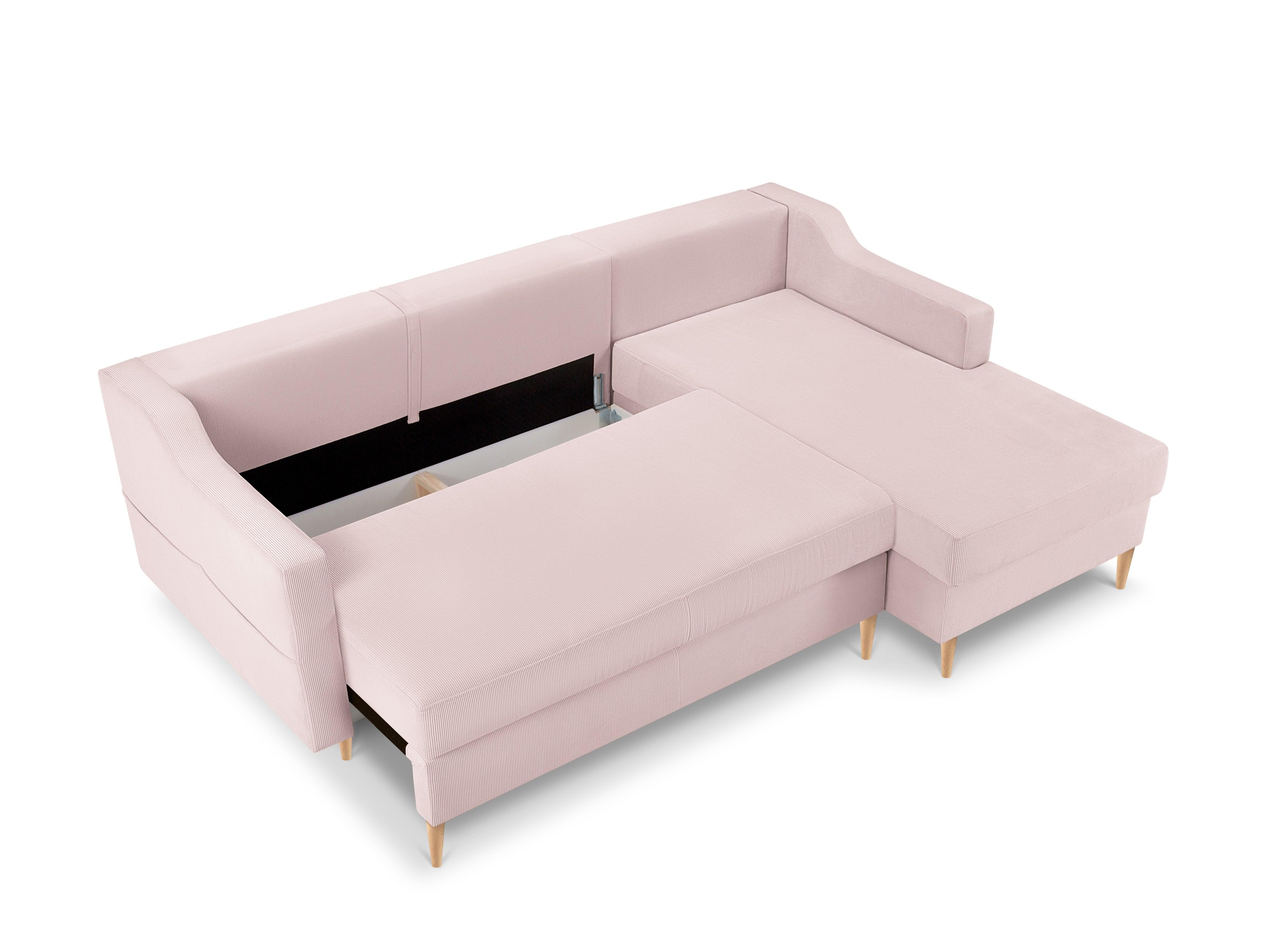 Narożnik prawostronny  sztruksowy z funkcją spania ROSE różowy Mazzini Sofas    Eye on Design