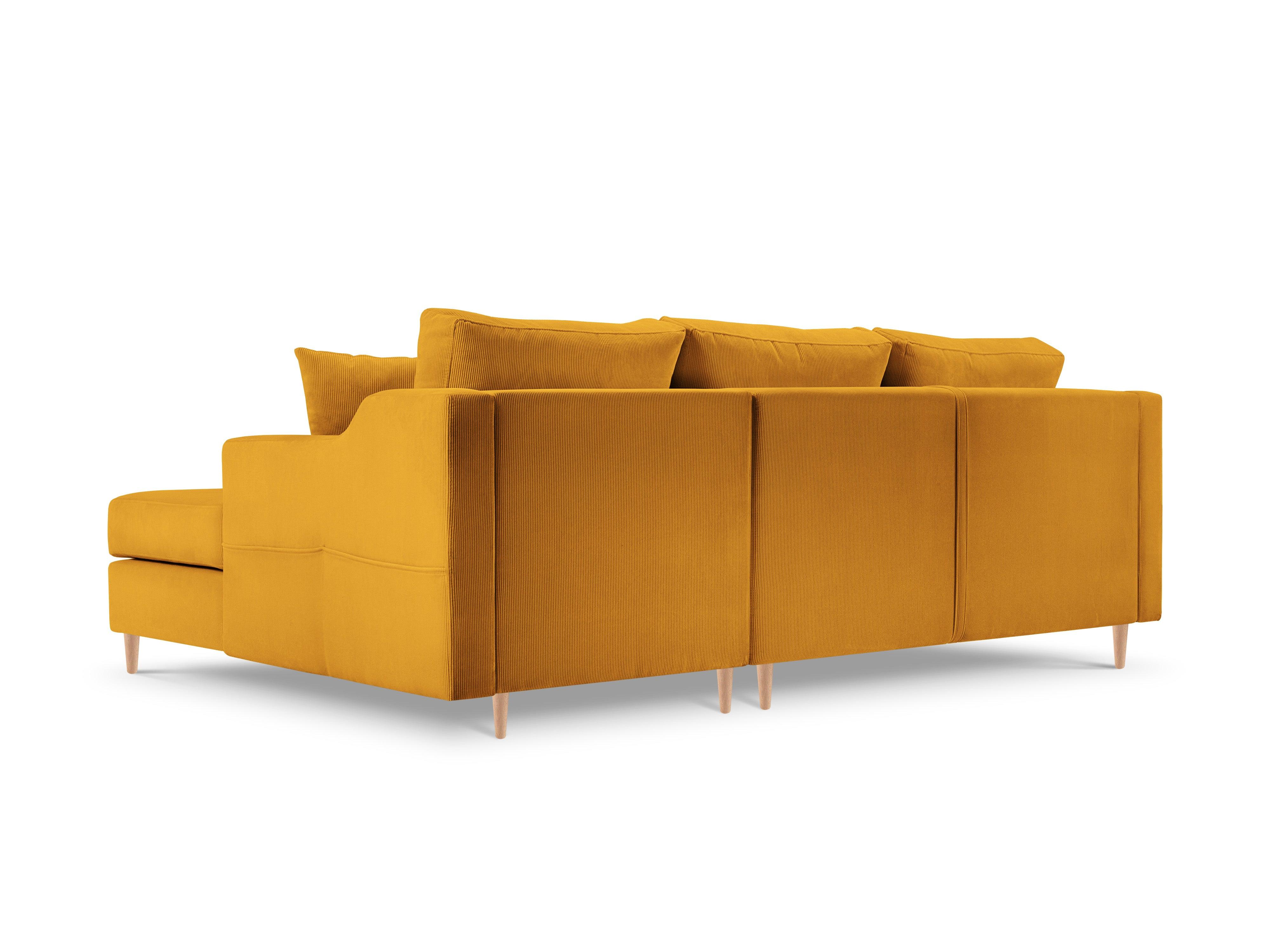 Narożnik prawostronny sztruksowy z funkcją spania ROSE żółty Mazzini Sofas    Eye on Design