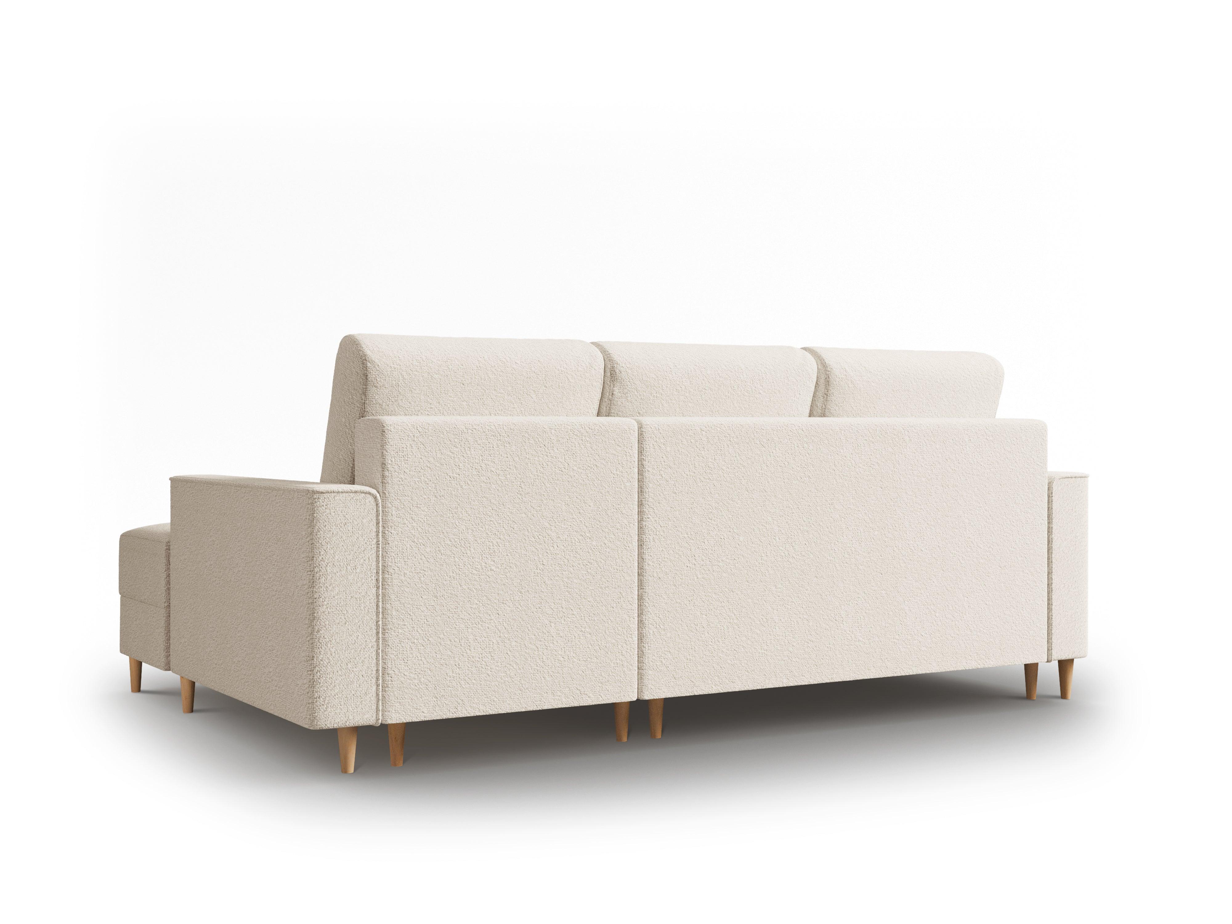 Narożnik prawostronny w tkaninie boucle z funkcją spania CARTADERA beżowy Mazzini Sofas    Eye on Design