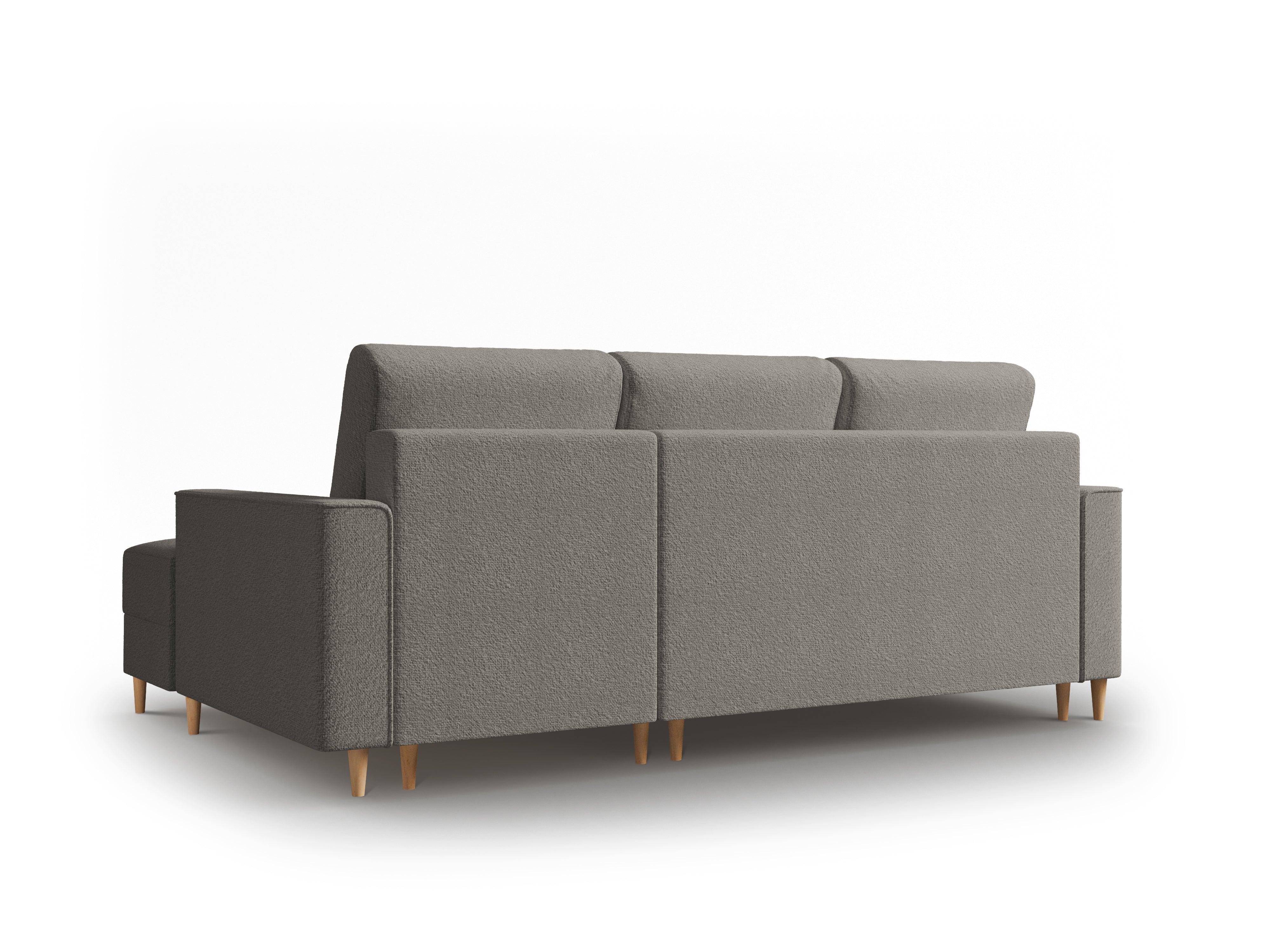 Narożnik prawostronny w tkaninie boucle z funkcją spania CARTADERA szary Mazzini Sofas    Eye on Design