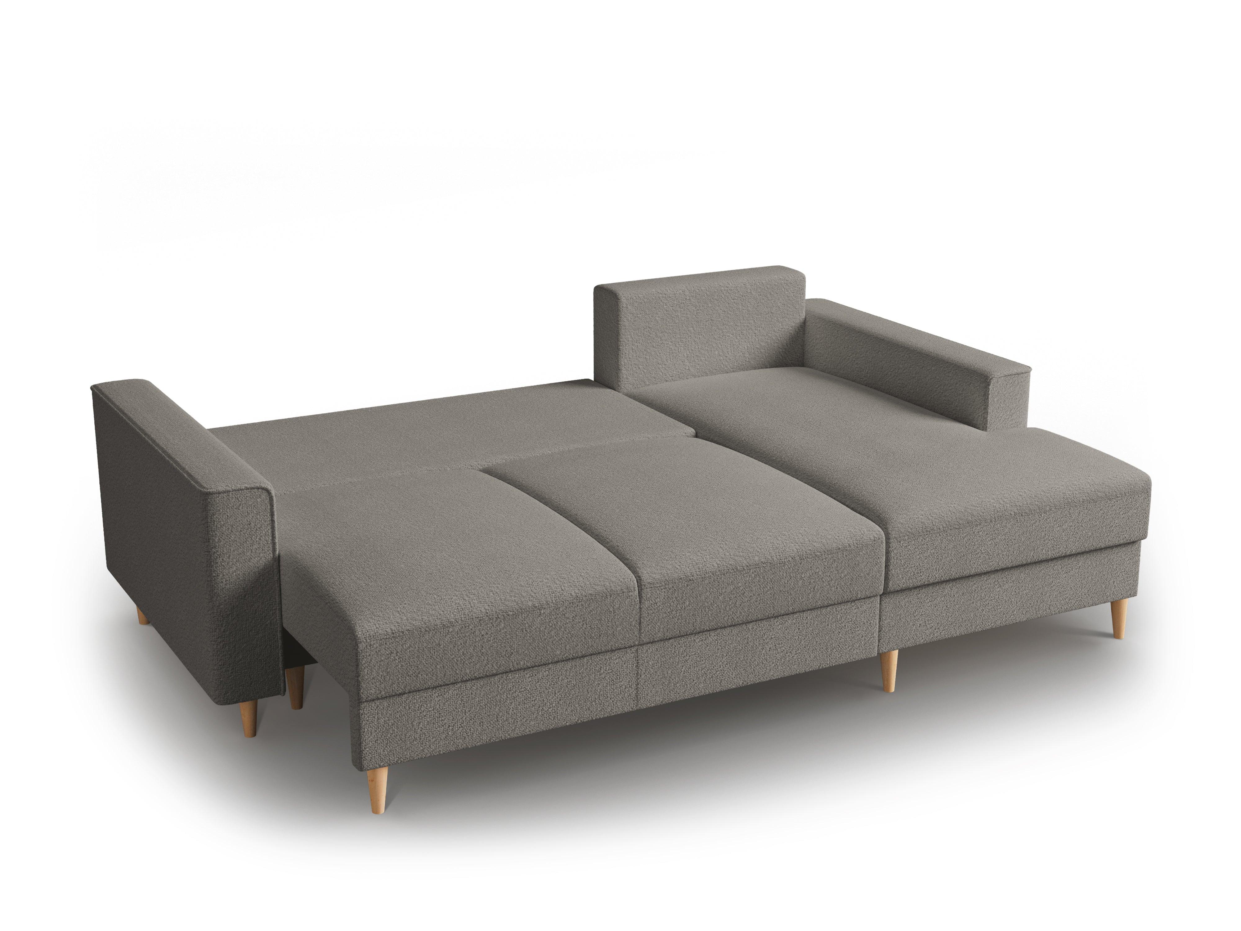 Narożnik prawostronny w tkaninie boucle z funkcją spania CARTADERA szary Mazzini Sofas    Eye on Design