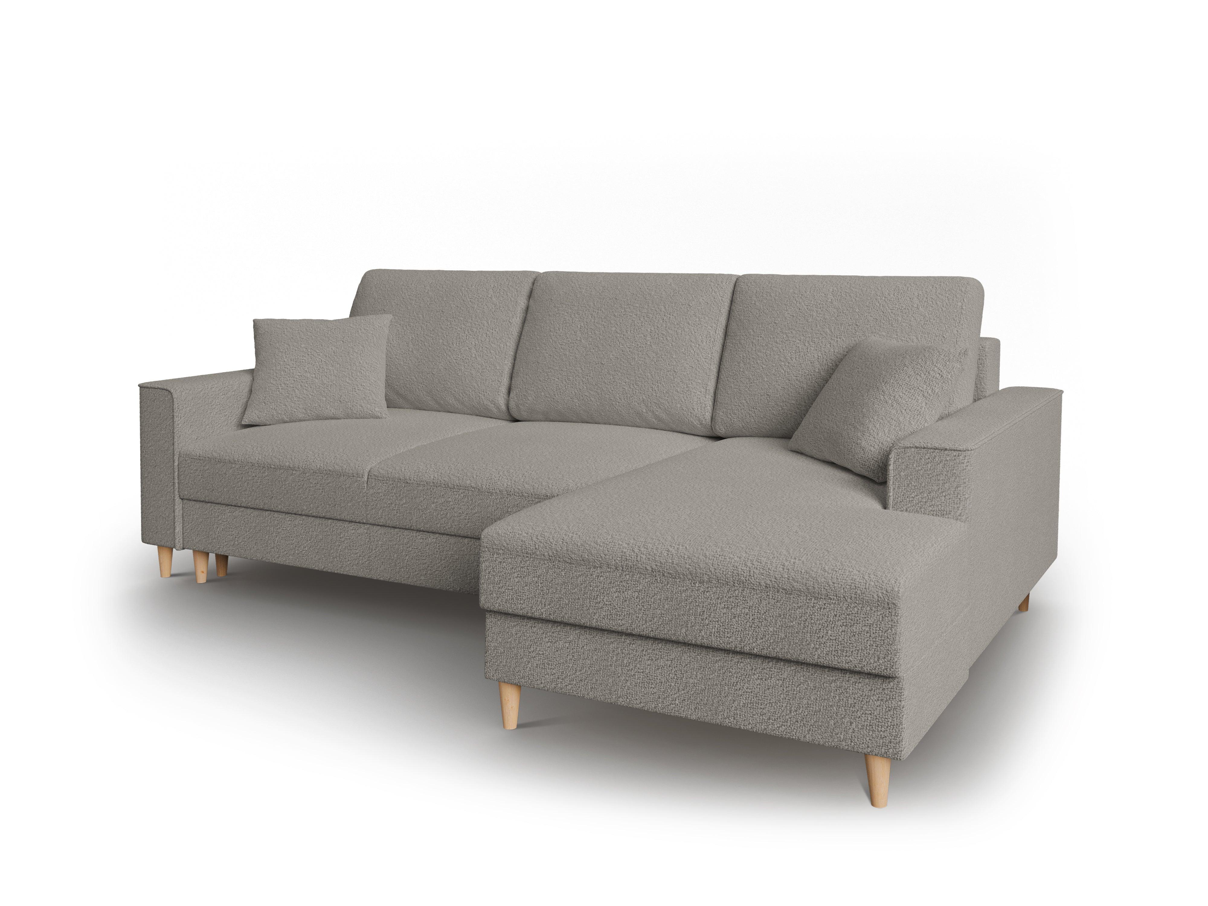 Narożnik prawostronny w tkaninie boucle z funkcją spania CARTADERA szary Mazzini Sofas    Eye on Design