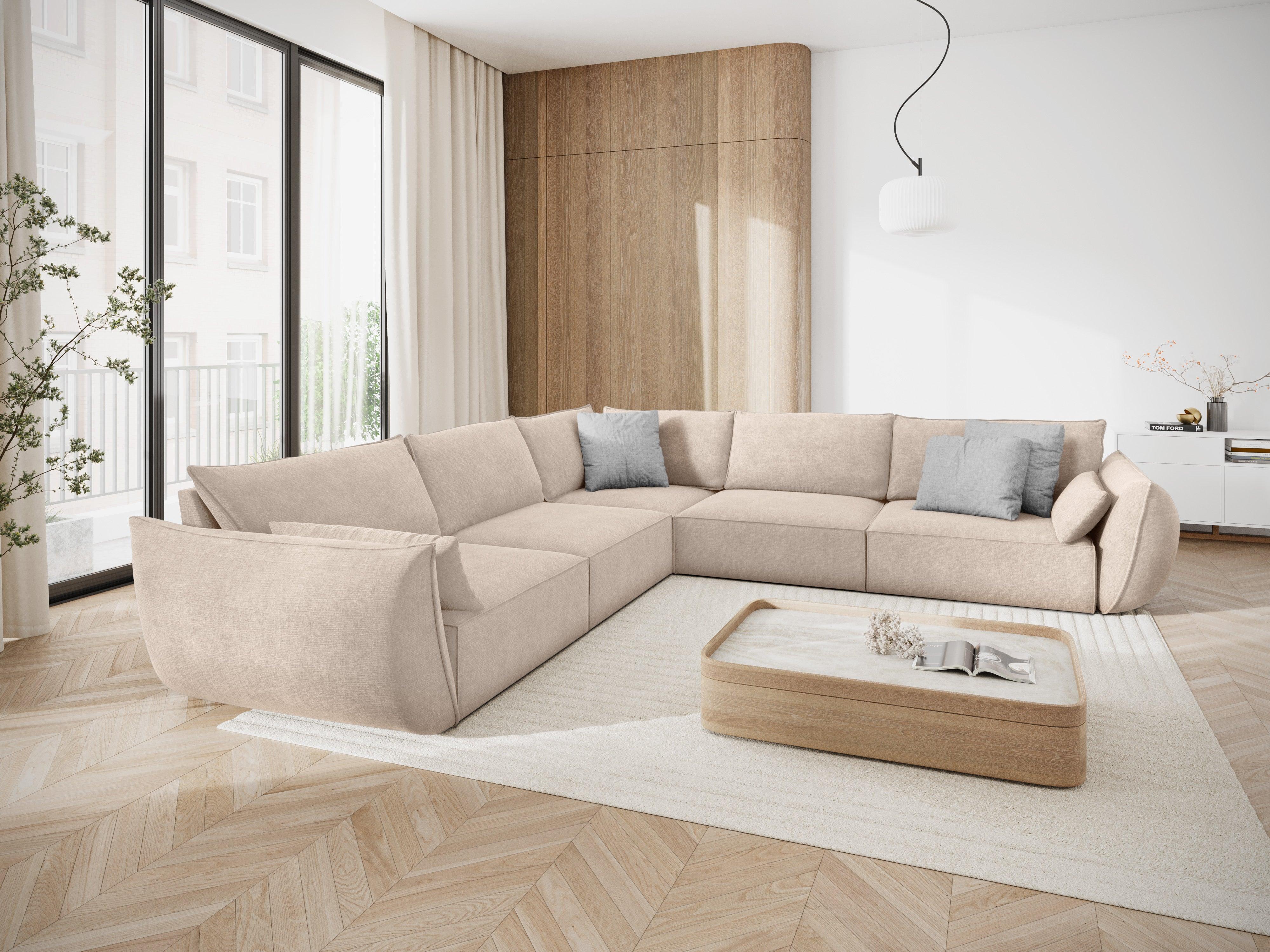 Narożnik symetryczny w tkaninie szenilowej VANDA beżowy Mazzini Sofas    Eye on Design