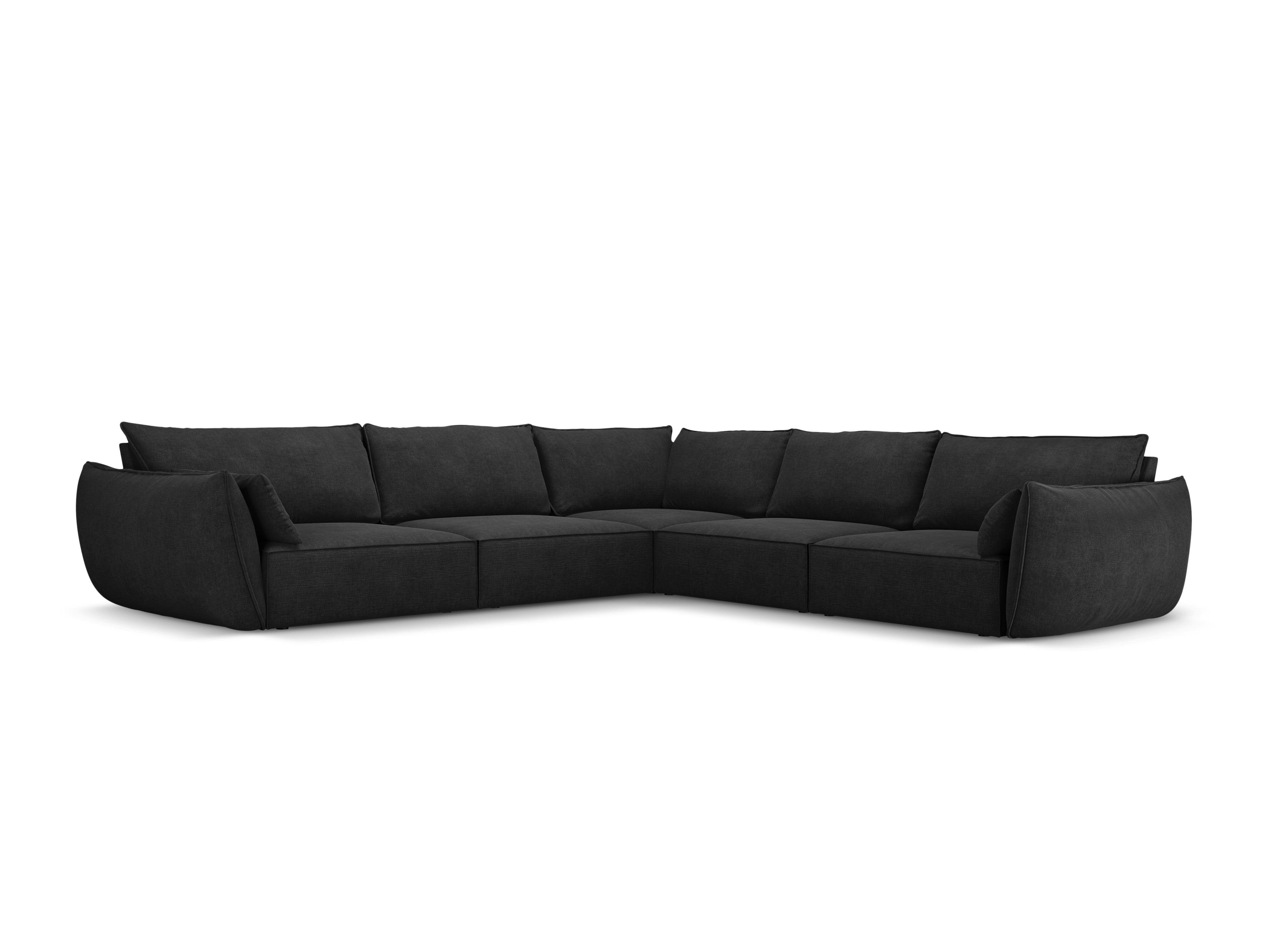 Narożnik symetryczny w tkaninie szenilowej VANDA czarny Mazzini Sofas    Eye on Design