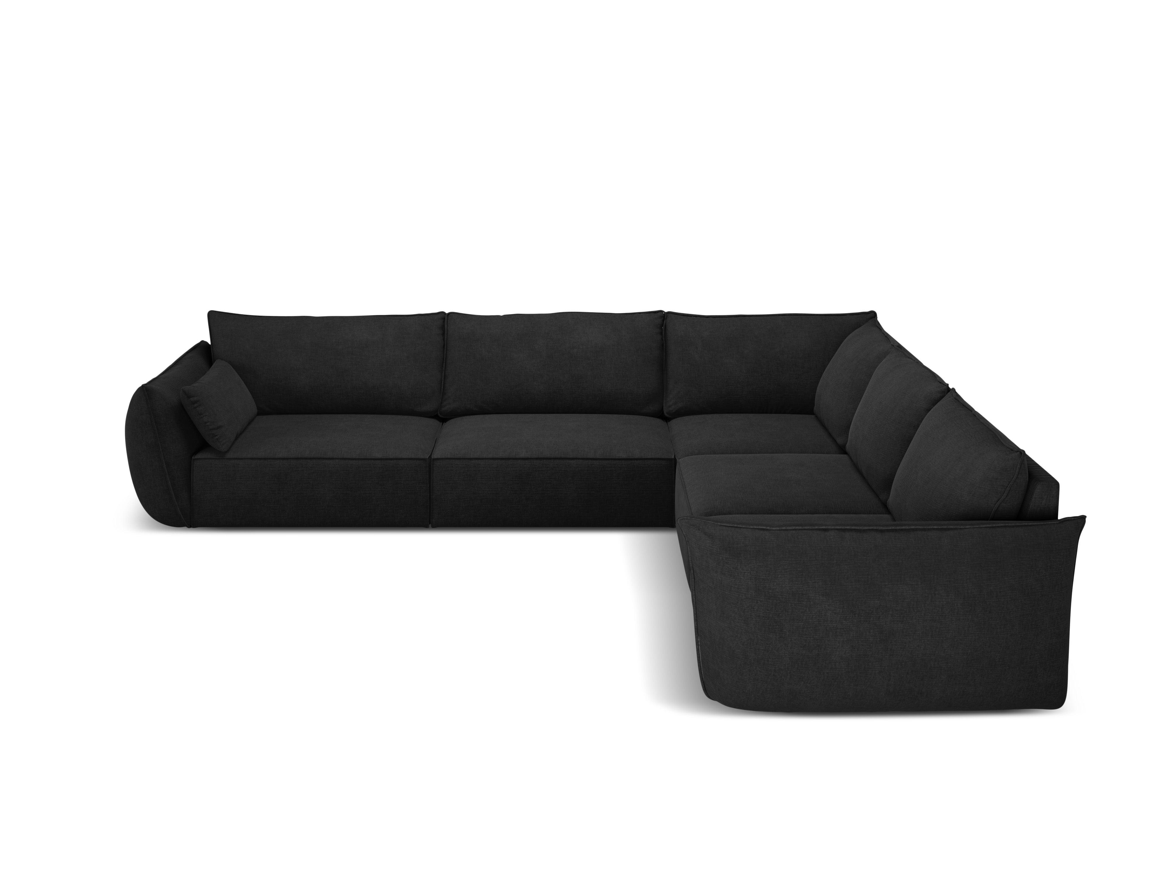 Narożnik symetryczny w tkaninie szenilowej VANDA czarny Mazzini Sofas    Eye on Design