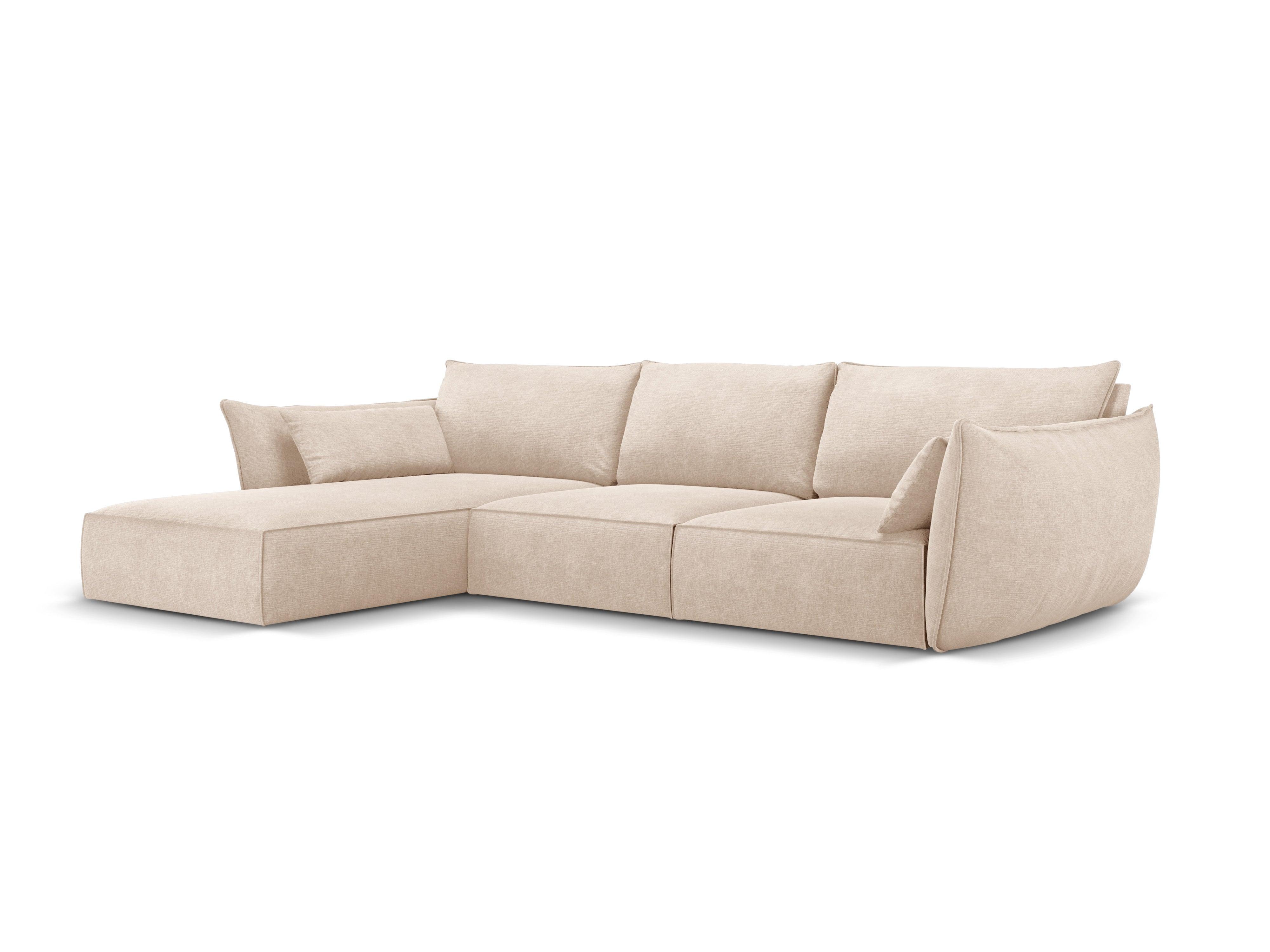 Narożnik w tkaninie szenilowej lewostronny 4-osobowy VANDA beżowy Mazzini Sofas    Eye on Design