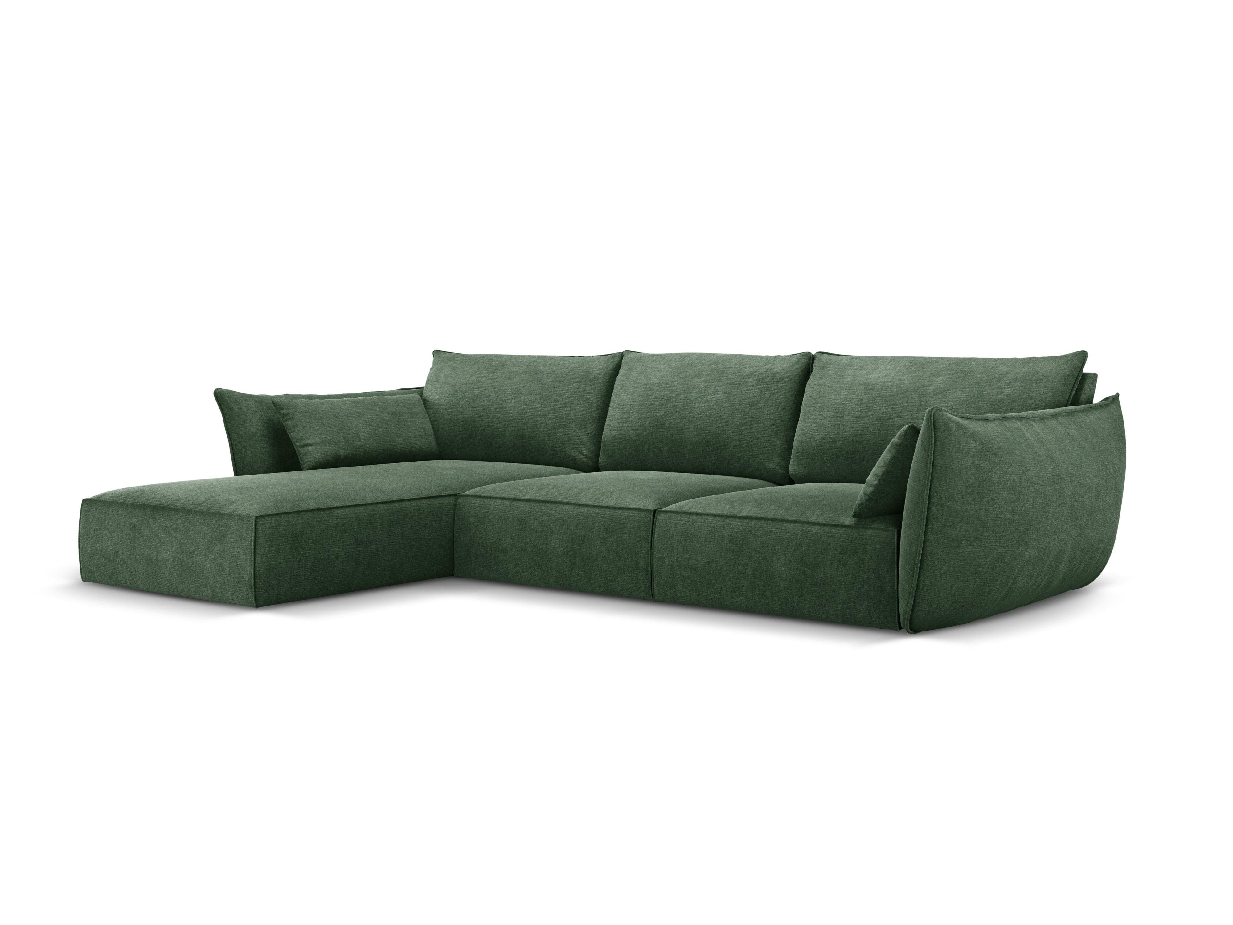 Narożnik w tkaninie szenilowej lewostronny 4-osobowy VANDA butelkowa zieleń Mazzini Sofas    Eye on Design