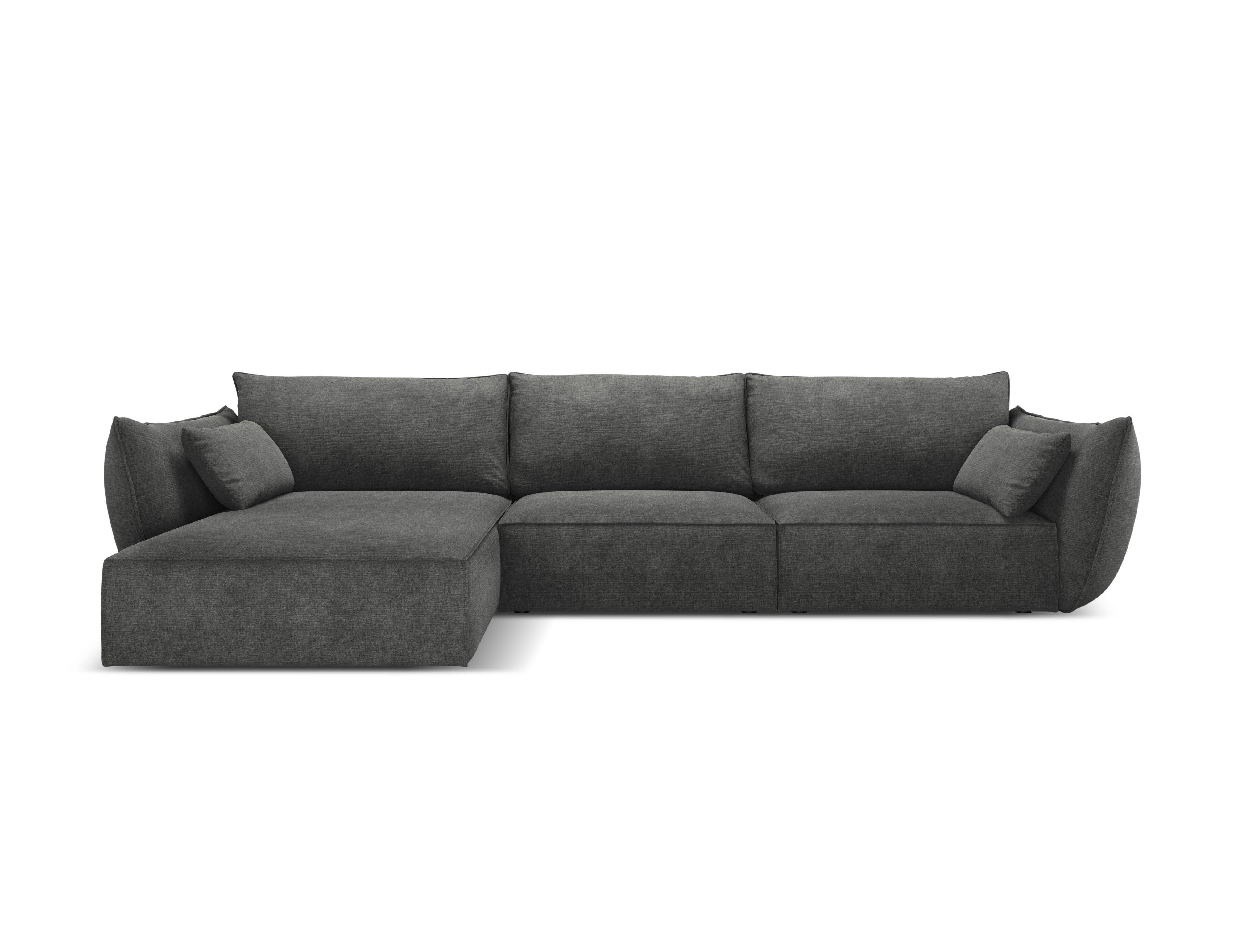 Narożnik w tkaninie szenilowej lewostronny 4-osobowy VANDA ciemnoszary Mazzini Sofas    Eye on Design