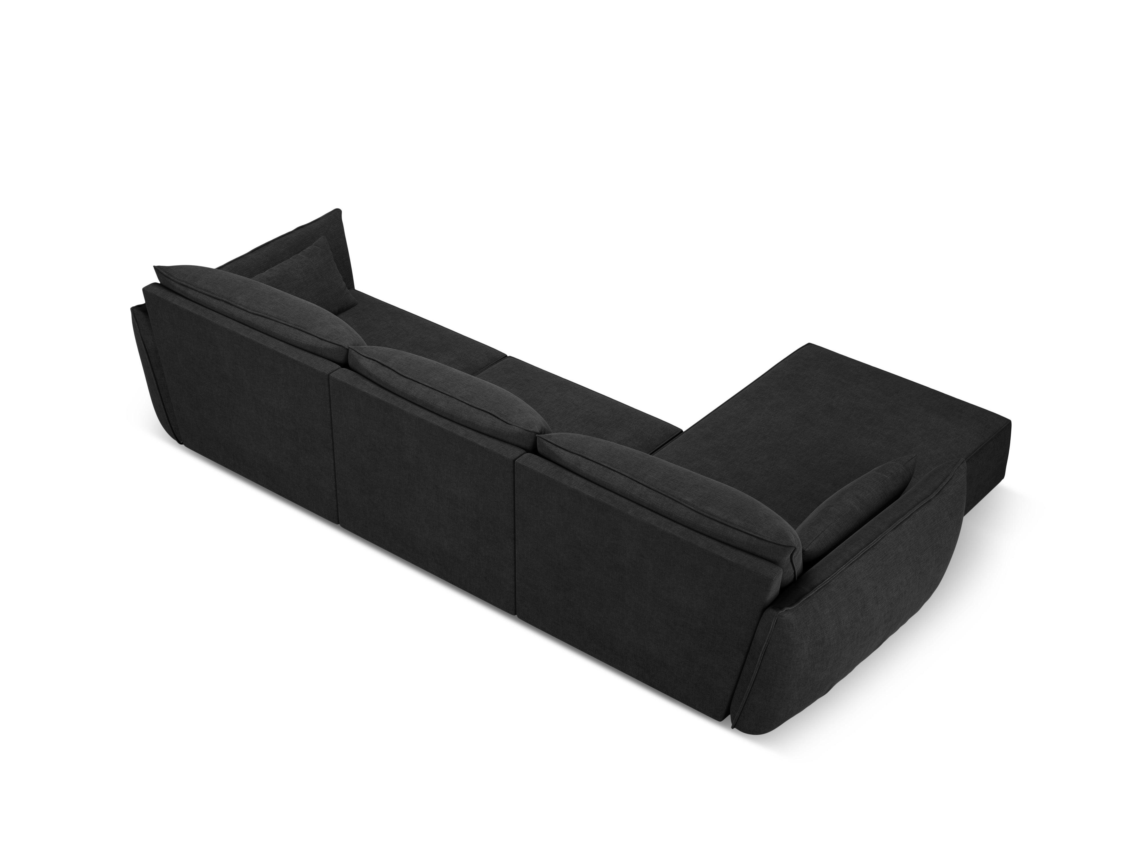 Narożnik w tkaninie szenilowej lewostronny 4-osobowy VANDA czarny Mazzini Sofas    Eye on Design