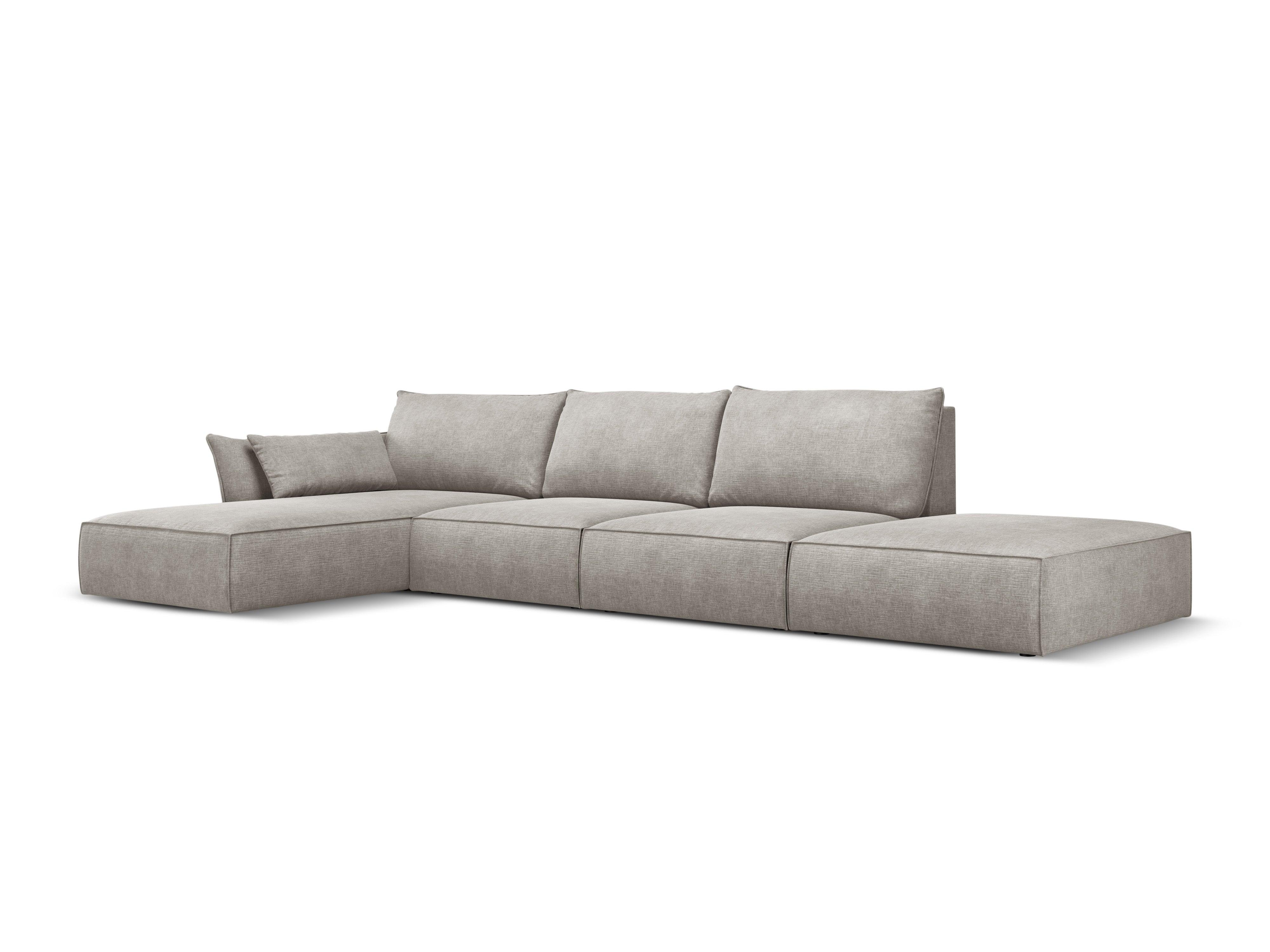 Narożnik w tkaninie szenilowej lewostronny otwarty VANDA jasnoszary Mazzini Sofas    Eye on Design