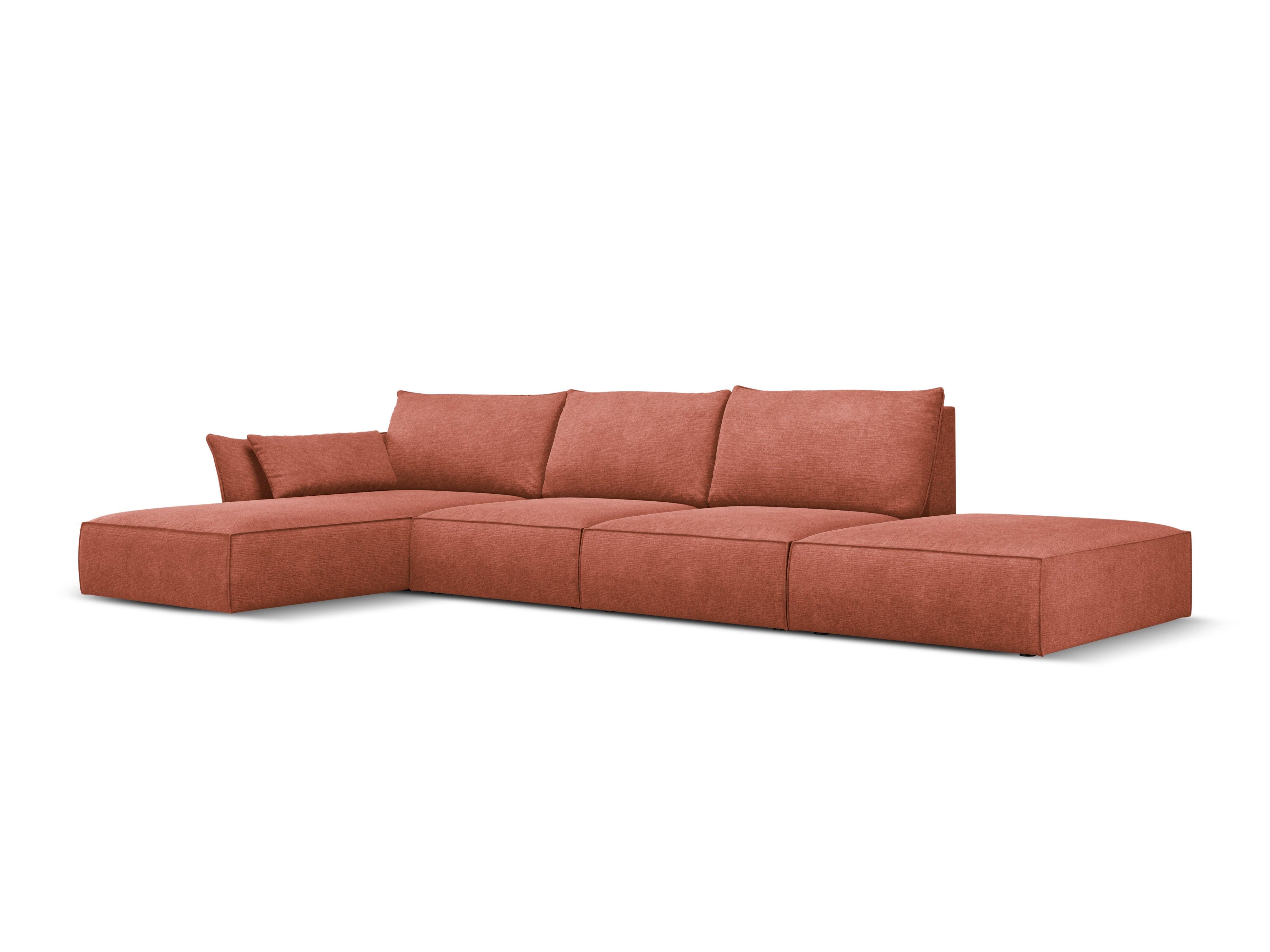 Narożnik w tkaninie szenilowej lewostronny otwarty VANDA terracotta Mazzini Sofas    Eye on Design