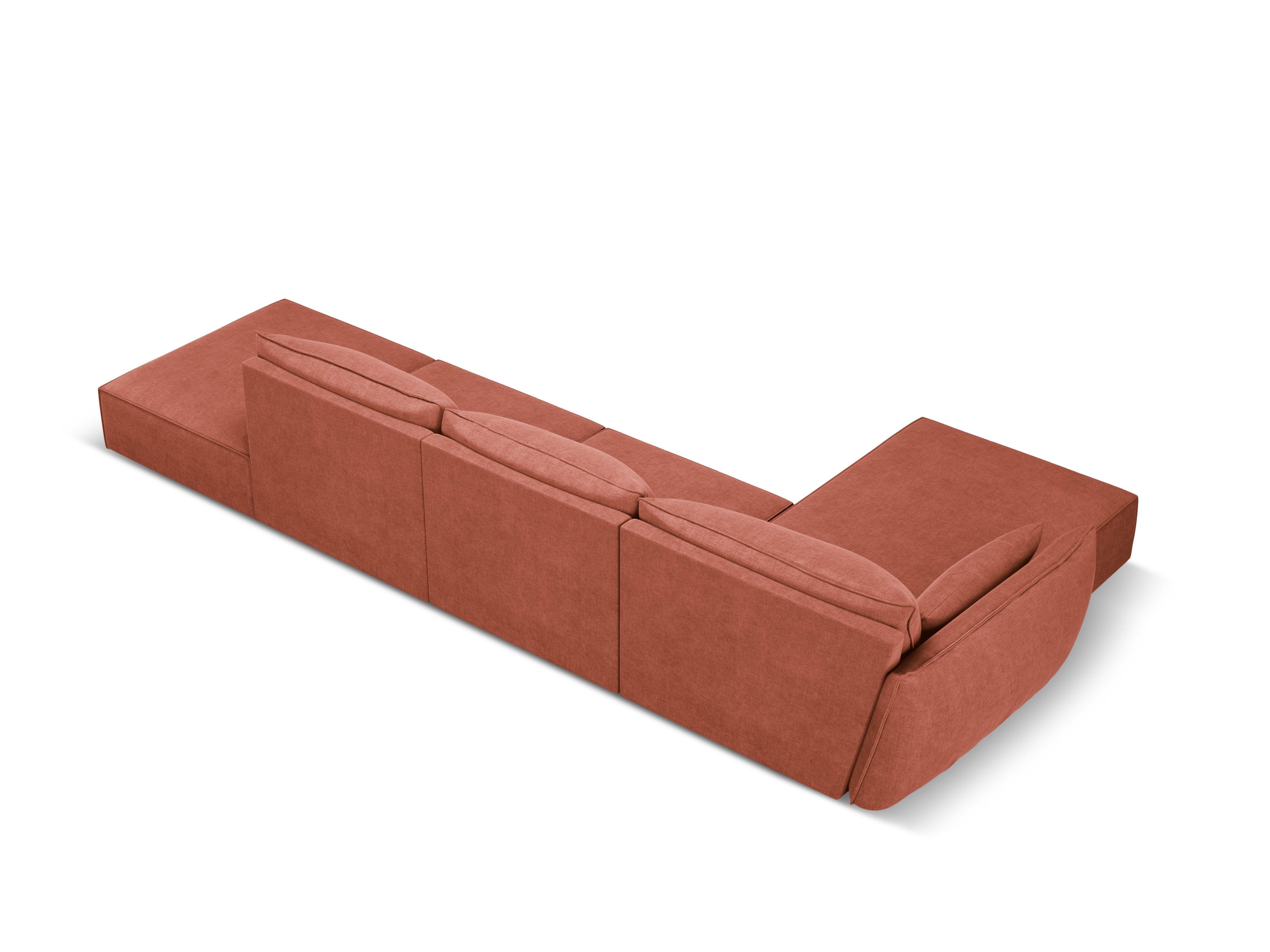 Narożnik w tkaninie szenilowej lewostronny otwarty VANDA terracotta Mazzini Sofas    Eye on Design