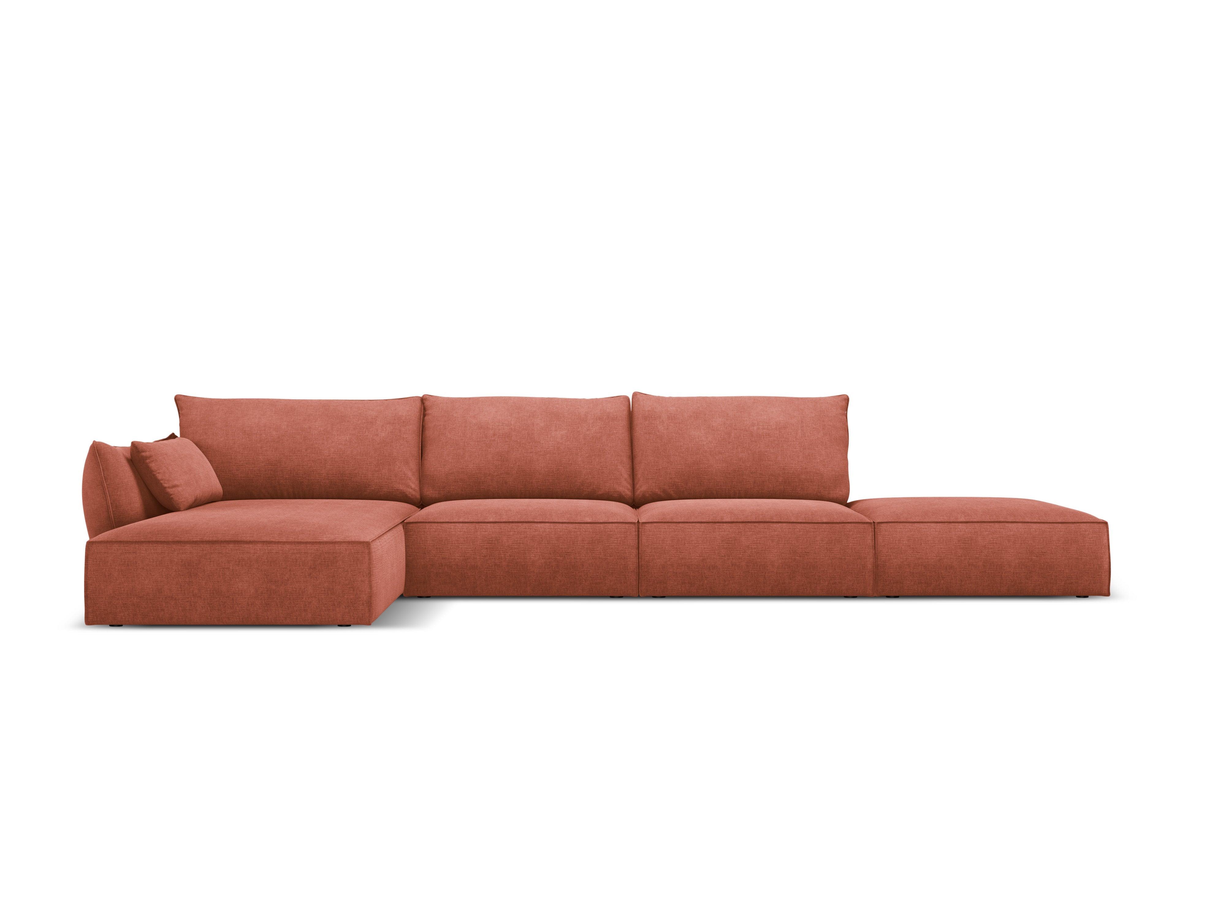 Narożnik w tkaninie szenilowej lewostronny otwarty VANDA terracotta Mazzini Sofas    Eye on Design