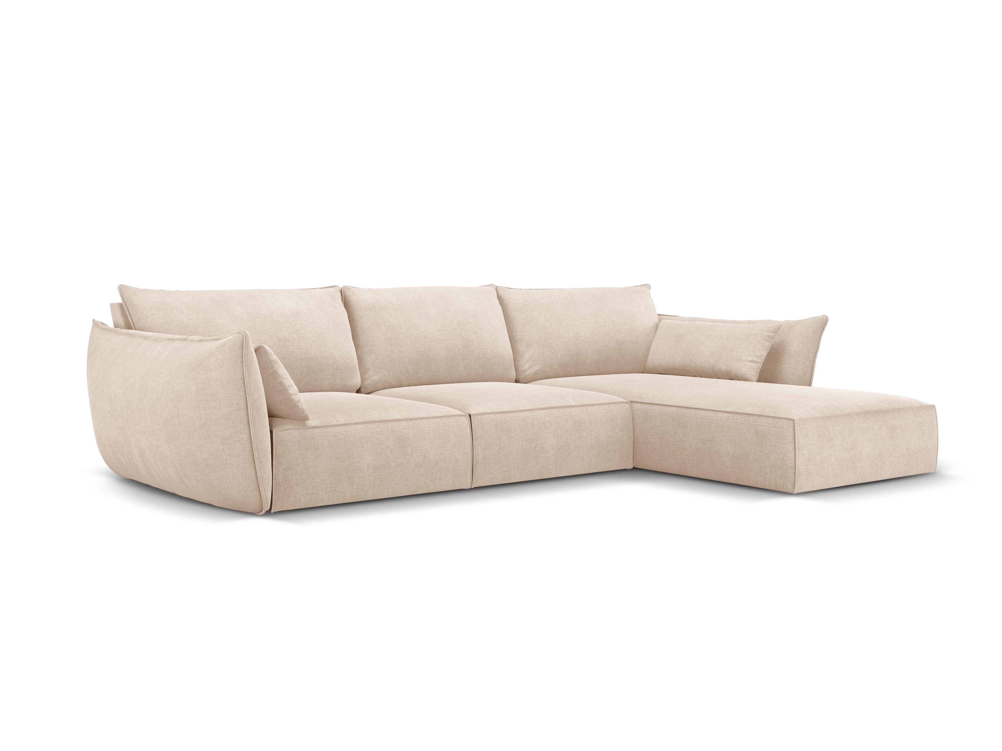 Narożnik w tkaninie szenilowej prawostronny 4-osobowy VANDA beżowy Mazzini Sofas    Eye on Design