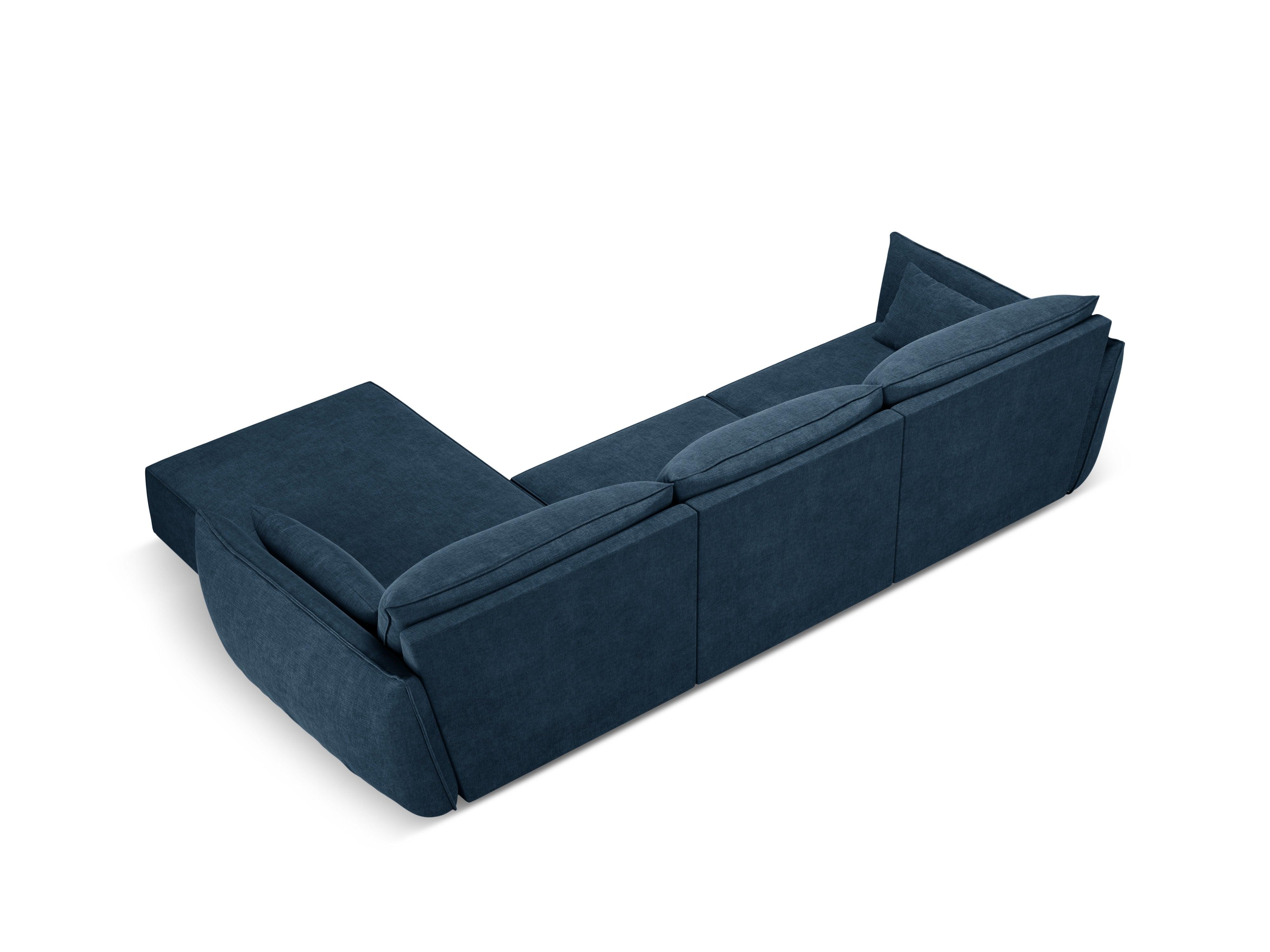 Narożnik w tkaninie szenilowej prawostronny 4-osobowy VANDA granat królewski Mazzini Sofas    Eye on Design