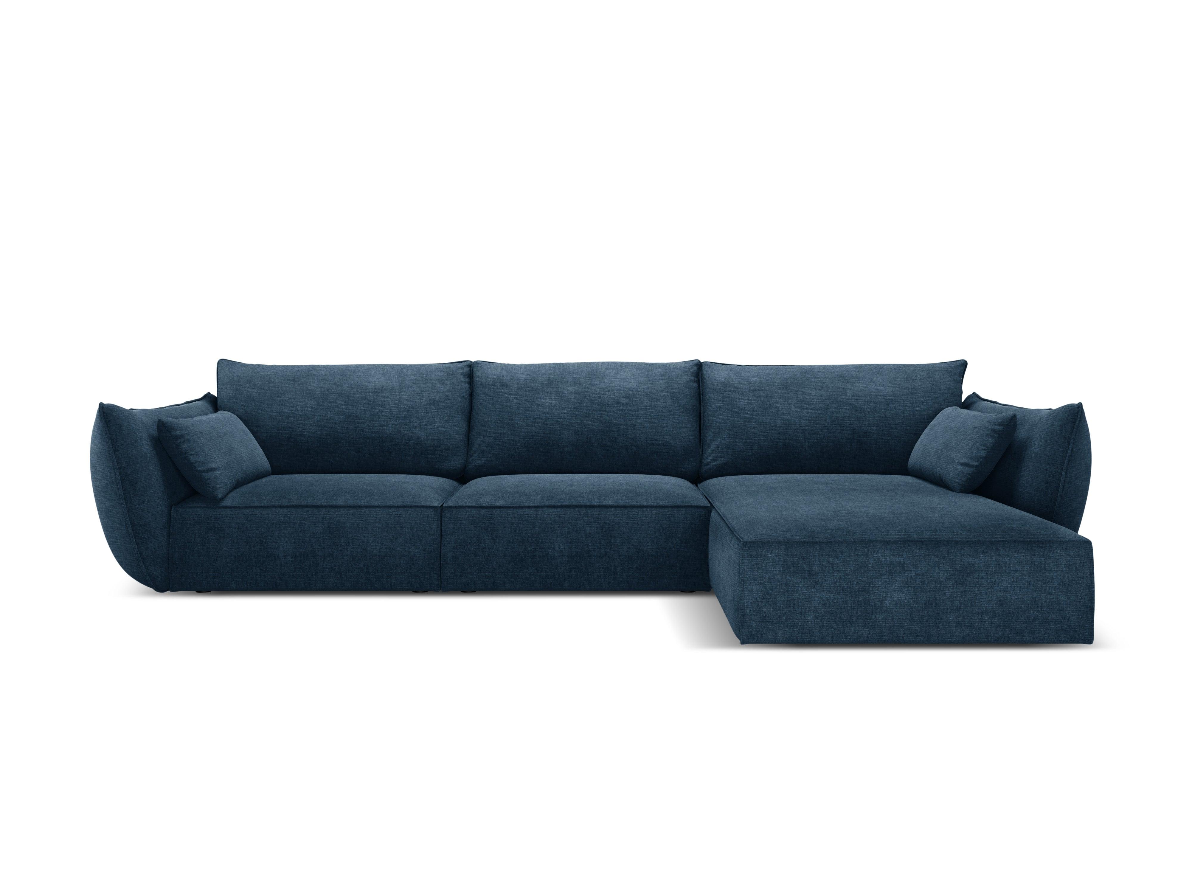 Narożnik w tkaninie szenilowej prawostronny 4-osobowy VANDA granat królewski Mazzini Sofas    Eye on Design