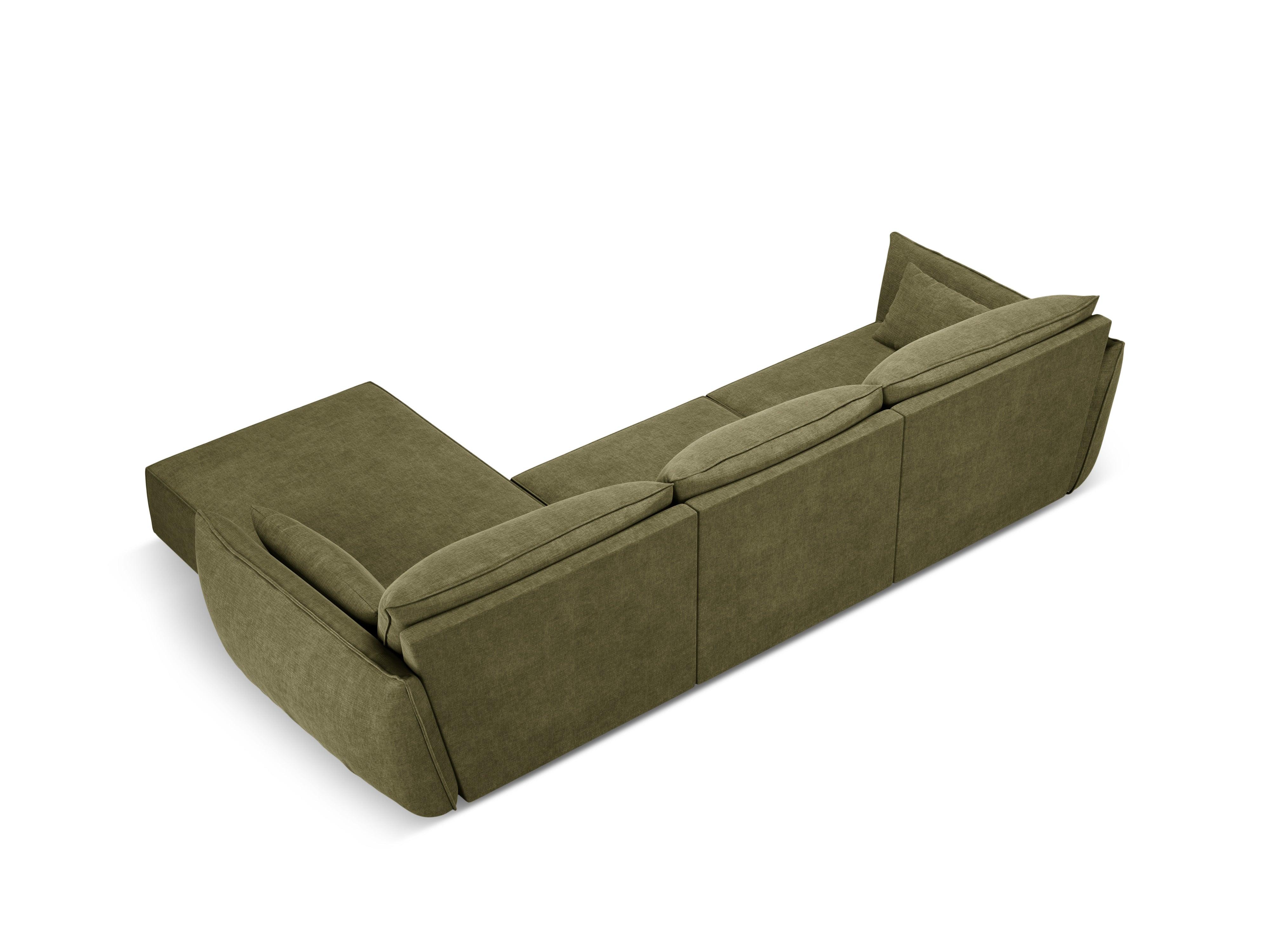 Narożnik w tkaninie szenilowej prawostronny 4-osobowy VANDA zielony Mazzini Sofas    Eye on Design