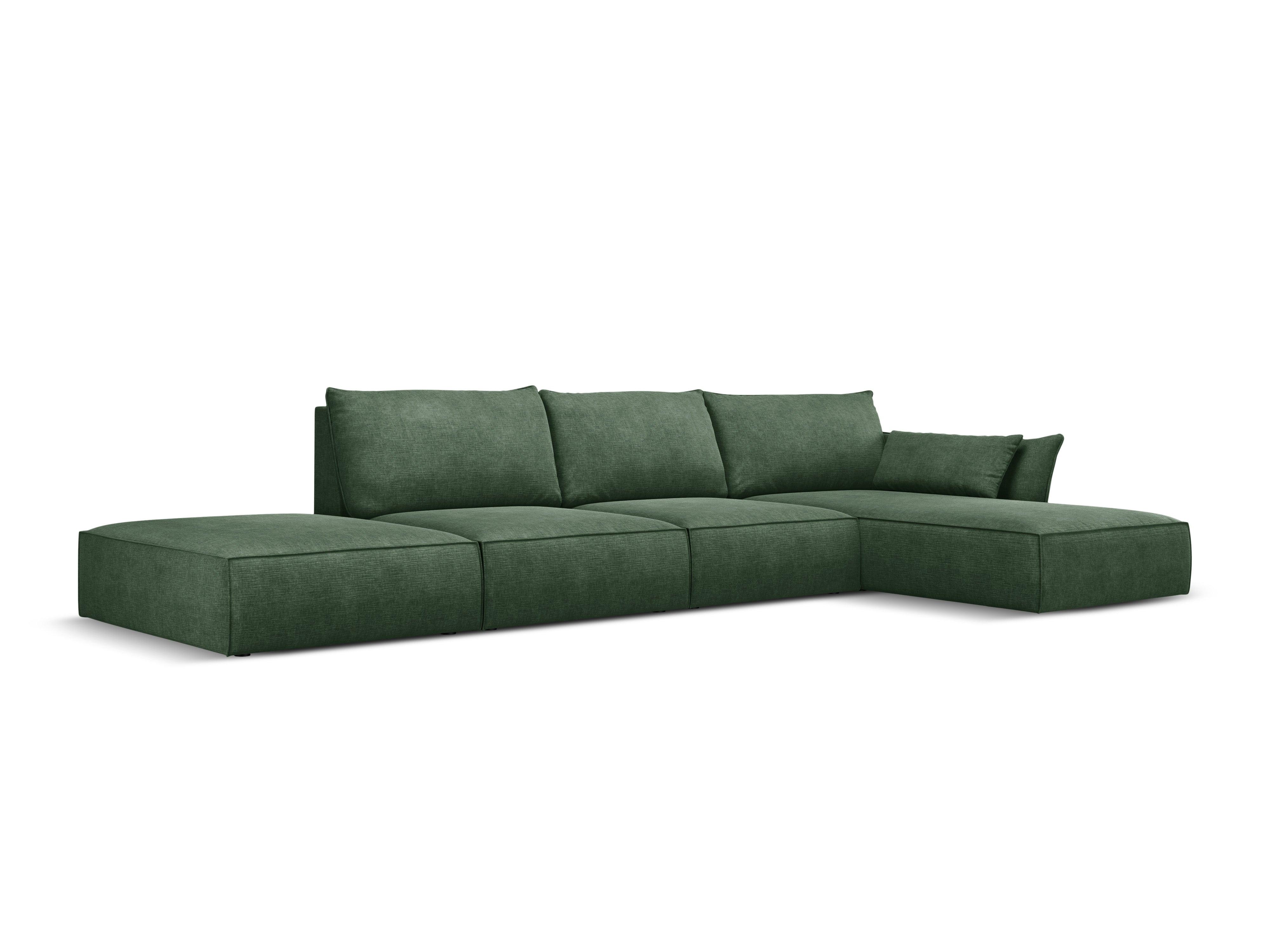 Narożnik w tkaninie szenilowej prawostronny otwarty VANDA butelkowa zieleń Mazzini Sofas    Eye on Design