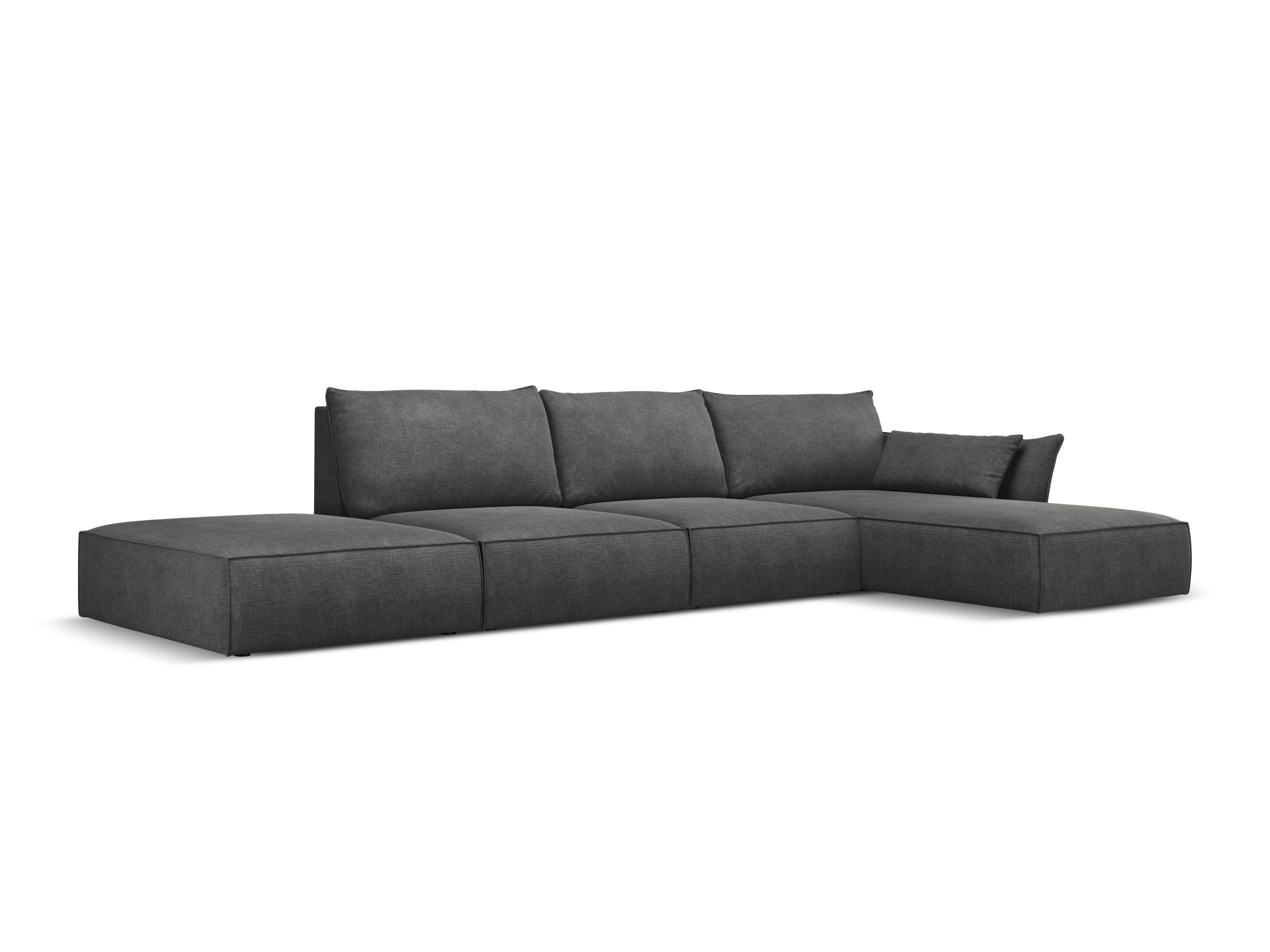 Narożnik w tkaninie szenilowej prawostronny otwarty VANDA ciemnoszary Mazzini Sofas    Eye on Design