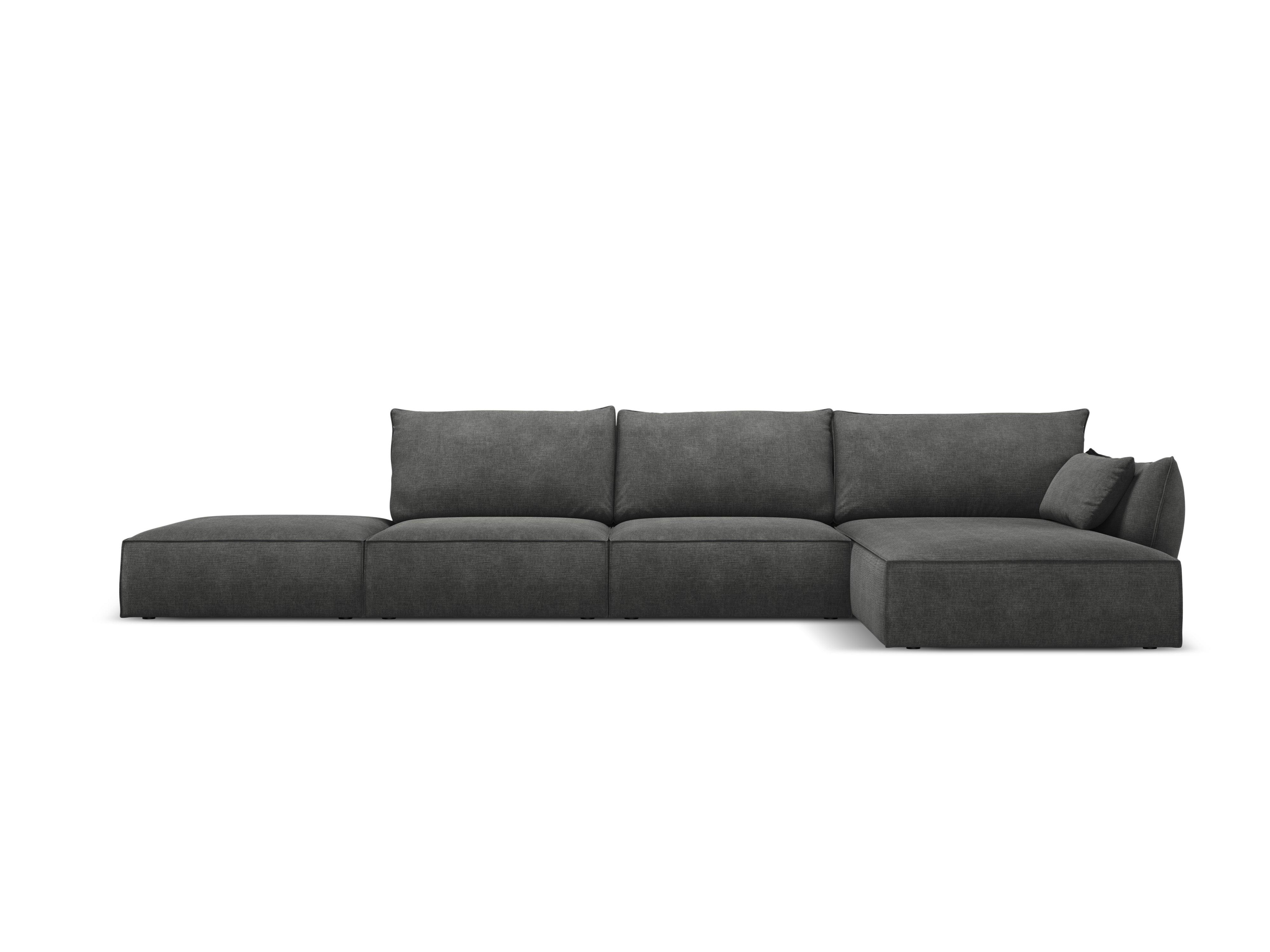 Narożnik w tkaninie szenilowej prawostronny otwarty VANDA ciemnoszary Mazzini Sofas    Eye on Design