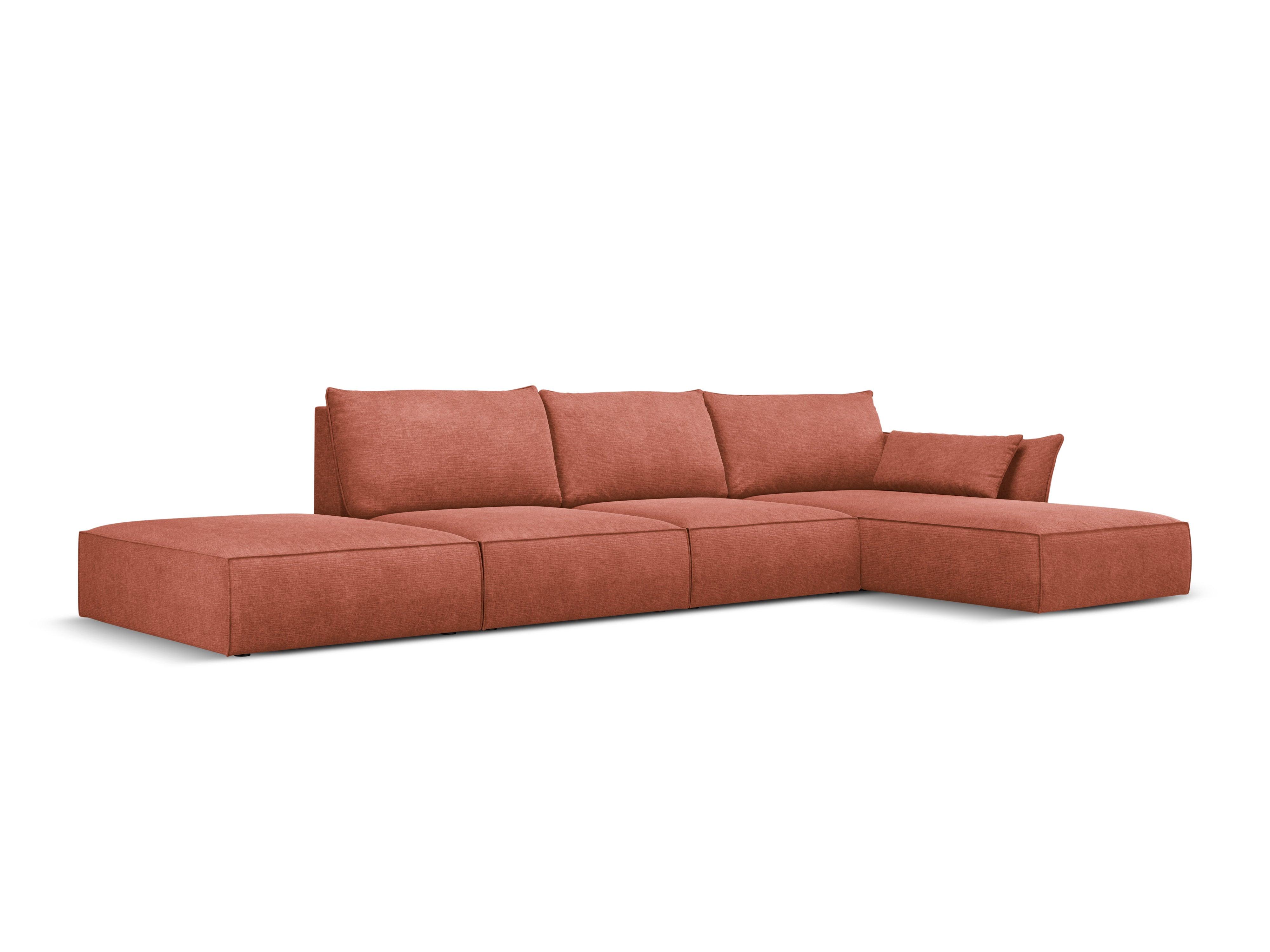 Narożnik w tkaninie szenilowej prawostronny otwarty VANDA terracotta Mazzini Sofas    Eye on Design