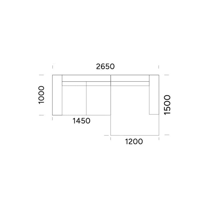 Narożnik z funkcją spania lewostronny TYBERIAS Rosanero 265x150x145 cm Grupa 0  Eye on Design