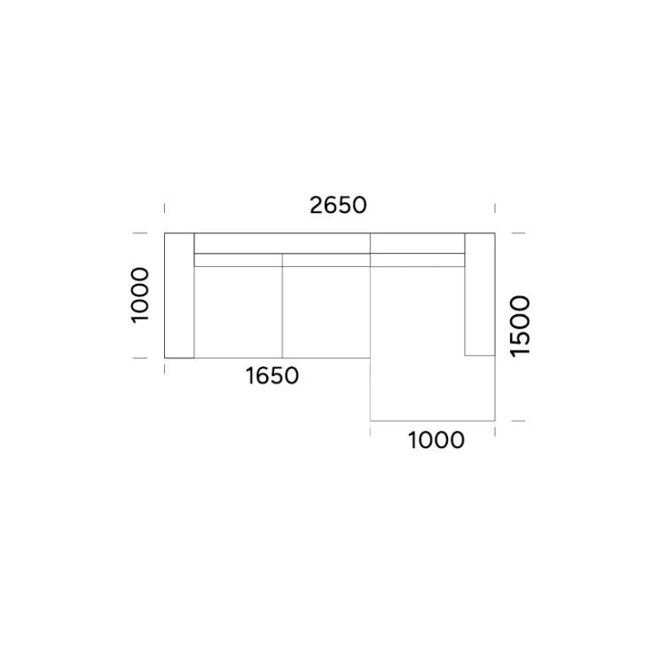 Narożnik z funkcją spania lewostronny TYBERIAS Rosanero 265x150x165 cm Grupa 0  Eye on Design