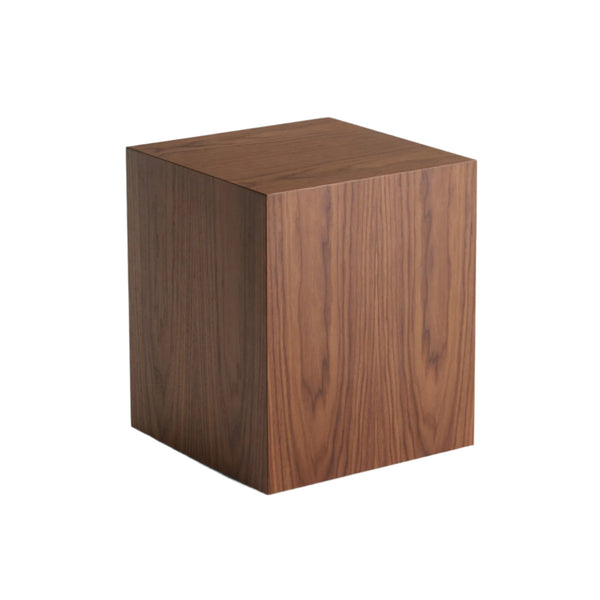 Mass nut veneer side table