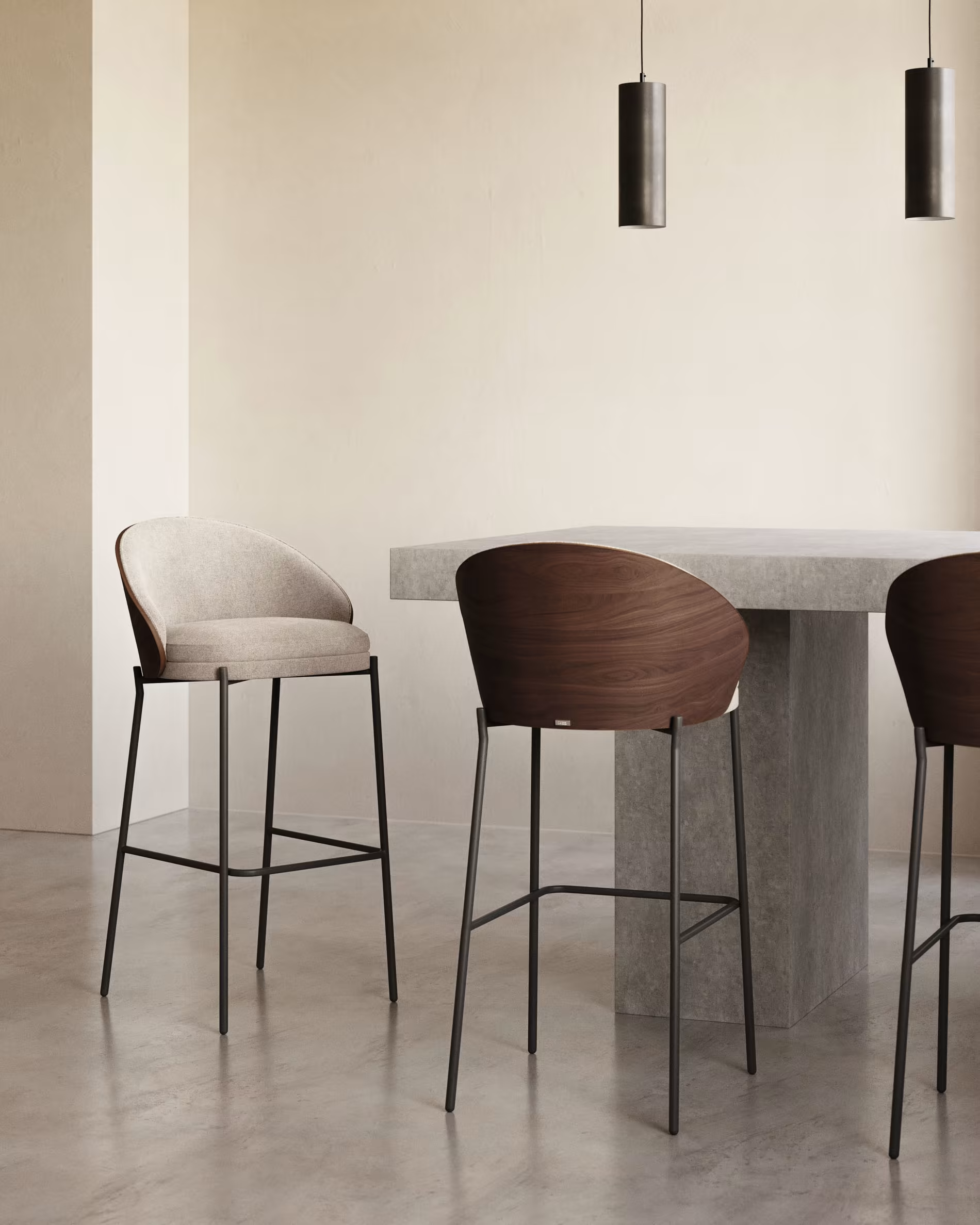 Krzesło barowe EAMY jasnobrązowy z wykończeniem wenge La Forma    Eye on Design