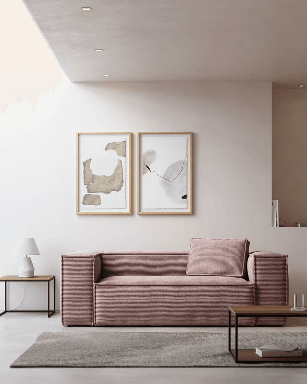 Sofa 2-osobowa BLOK jasnoróżowy sztruks La Forma    Eye on Design