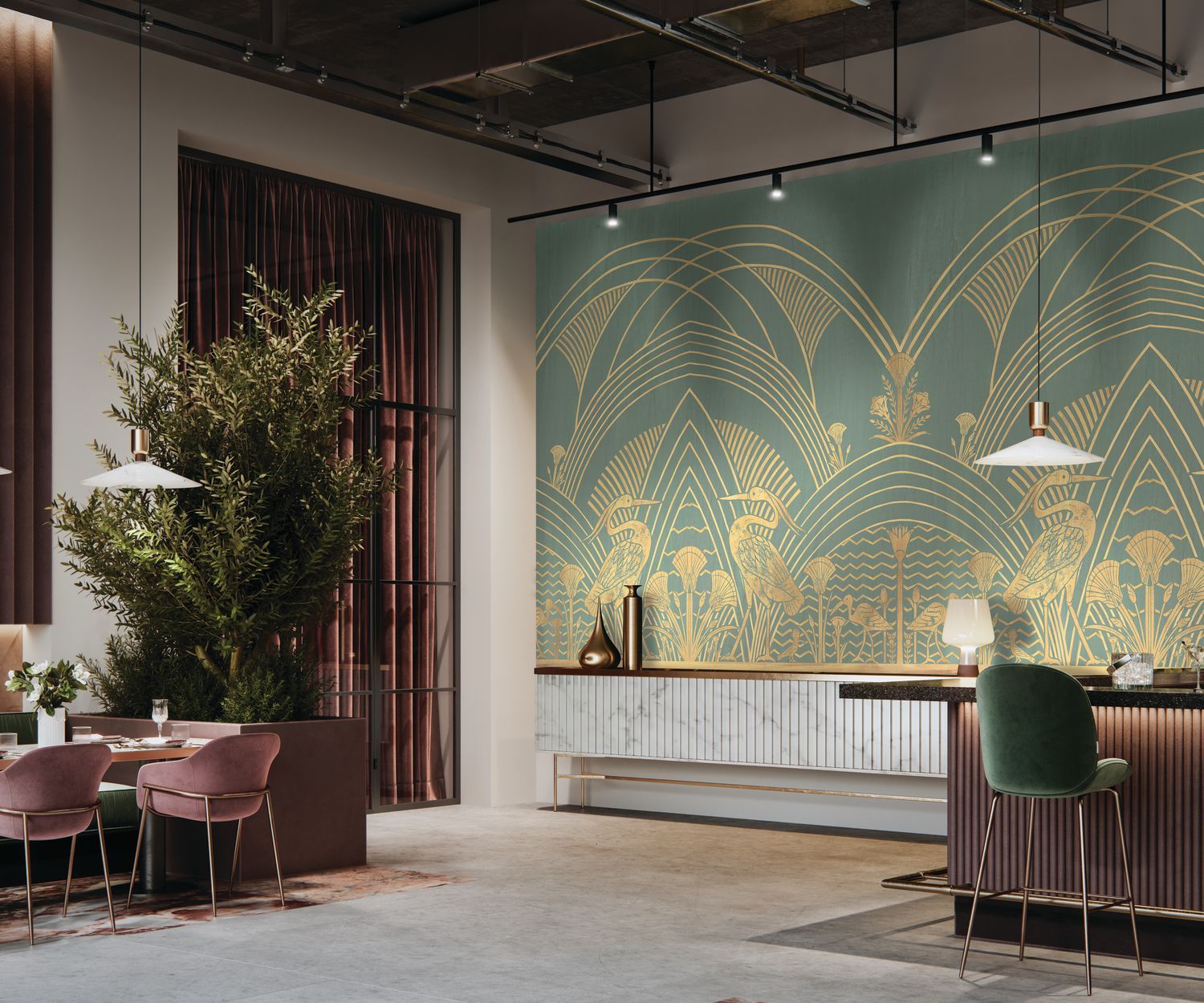 Wandbild ELEPHANTINE beige mit Gold