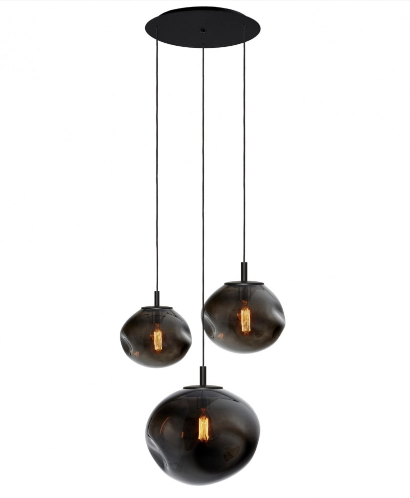Pendelleuchte mit drei Punkten AVIA 3 rauchschwarz mit schwarzem Finish