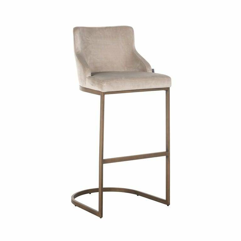 Krzesło barowe BOLTON beżowy z mosiężną podstawą Richmond Interiors    Eye on Design